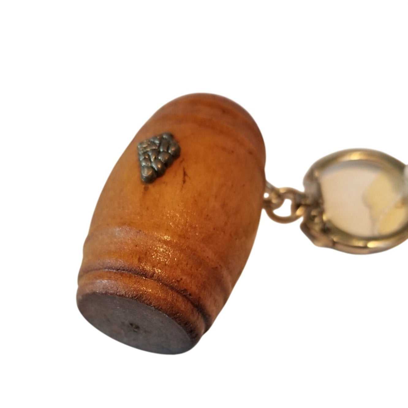 Key Chain Wood Wine Barrel Shape Small Wine Charm on Keychain 2" x 1"