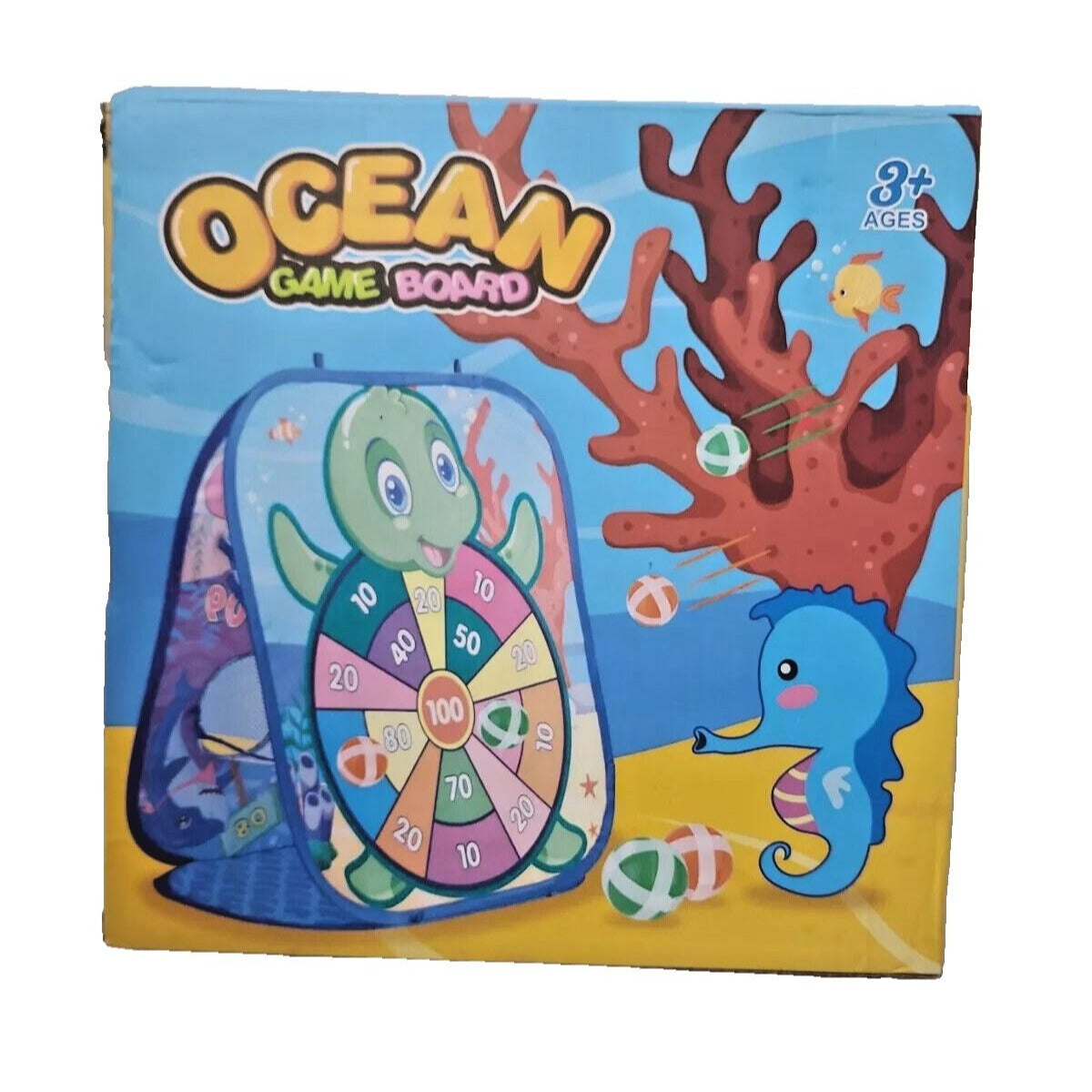 Game Ocean Game Board 2 in 1 Easy Set up Bean Bags Balls with Sticky Carry Bag