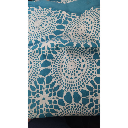 Material Polyester Stretchy Blue White Painted Fabric  72 x 60 Dress T-Shirt  2 yards
