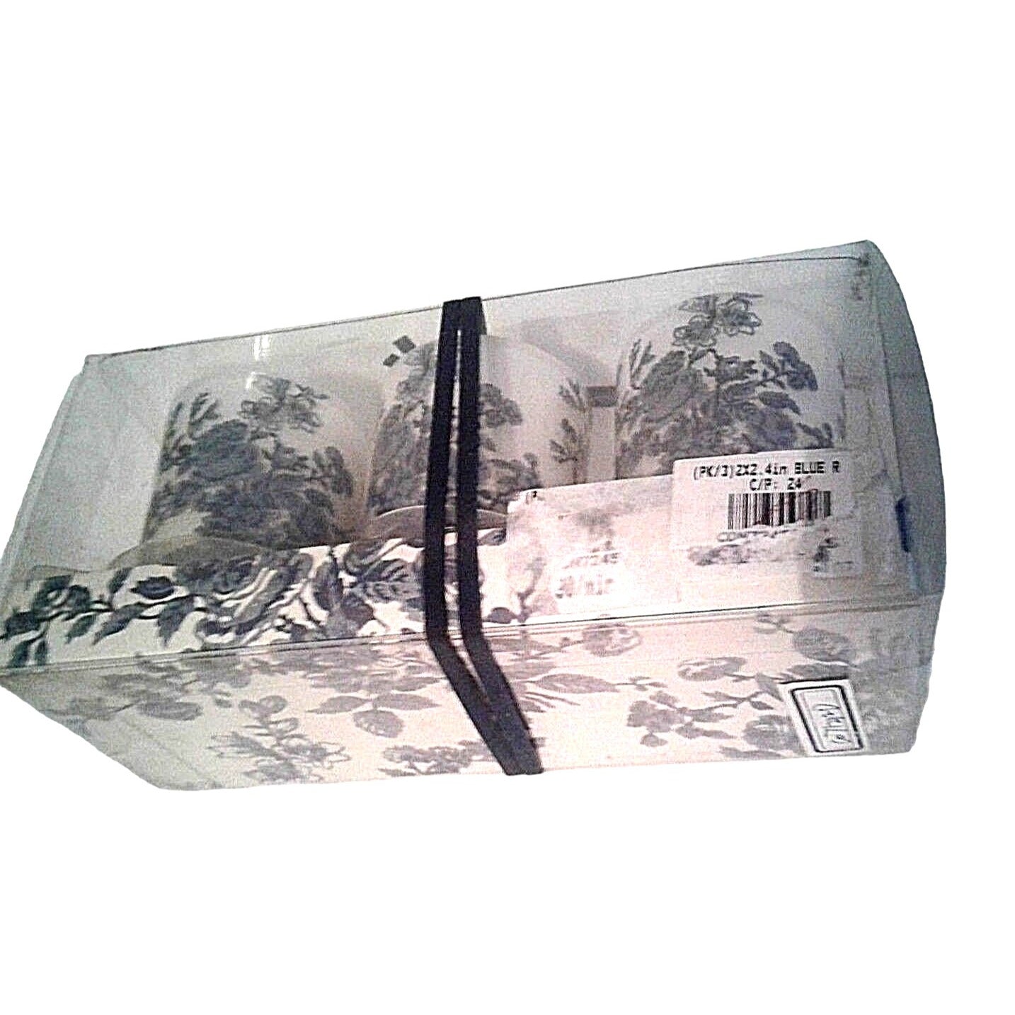 Candles White Sparkle Votive Blue Floral   2 1/2 " Tall 2" Top Gift Box Set of 3 Sparkle on Top