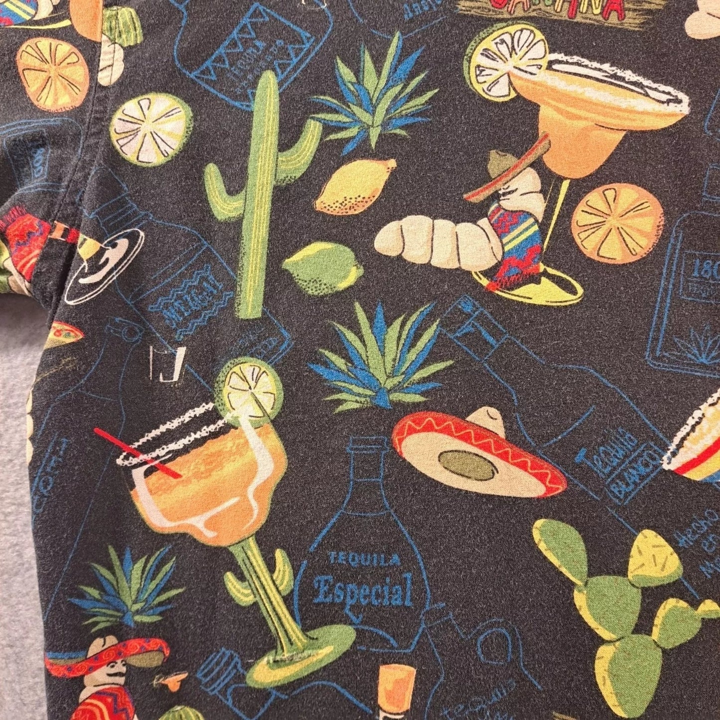 David Carey Original Shirt Men XL Tequila Margarita Short Sleeve Button-Up  Shirt 100% Cotton Made In Thailand