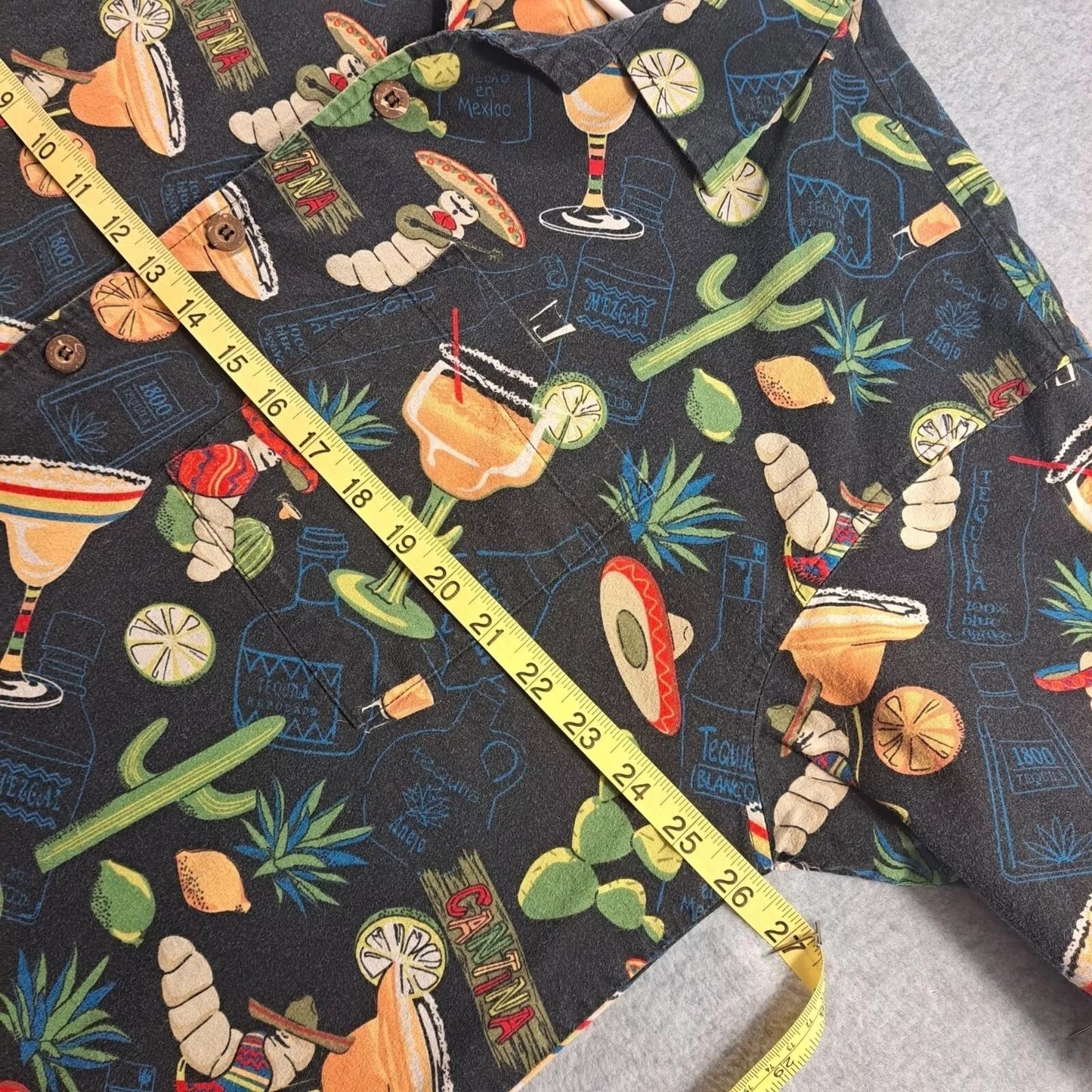 David Carey Original Shirt Men XL Tequila Margarita Short Sleeve Button-Up  Shirt 100% Cotton Made In Thailand