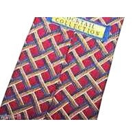 Tie Cocktail Collection Red Brown Blue Geometric Shape Silk Made USA 60" 3 1/2"
