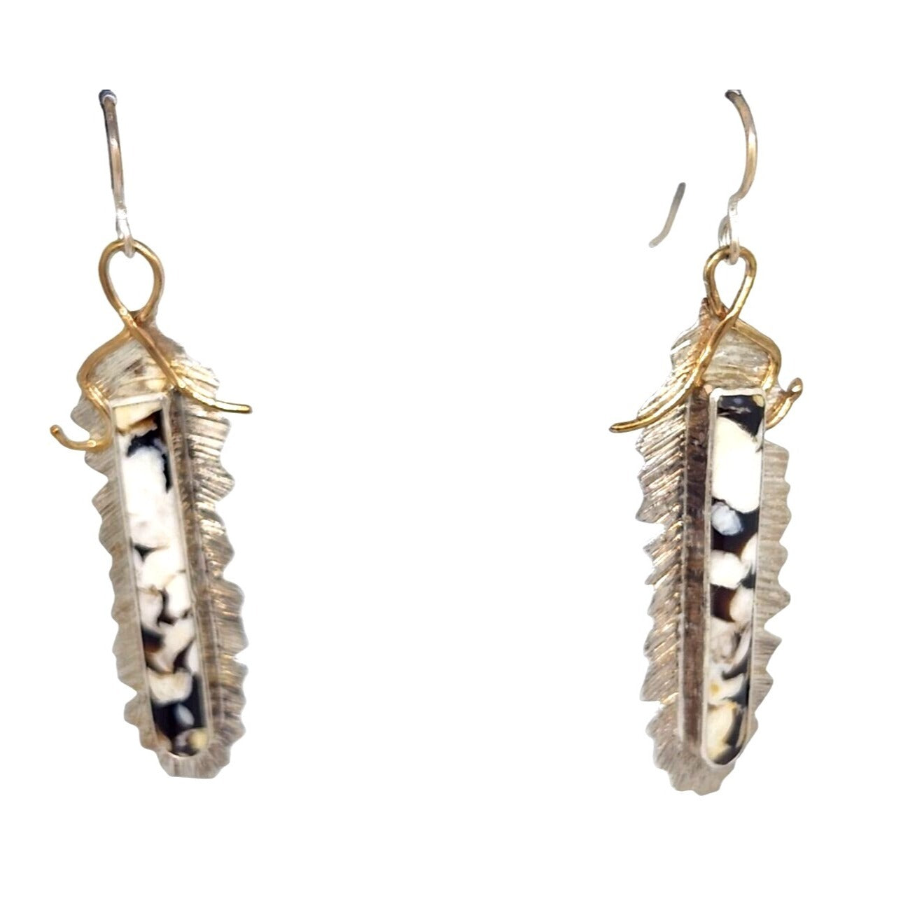 Earrings Peanutwood 10 gr Silver 925 Gold 14K Peanutwood 40mm x 5mm Frame 16mm x 50mm