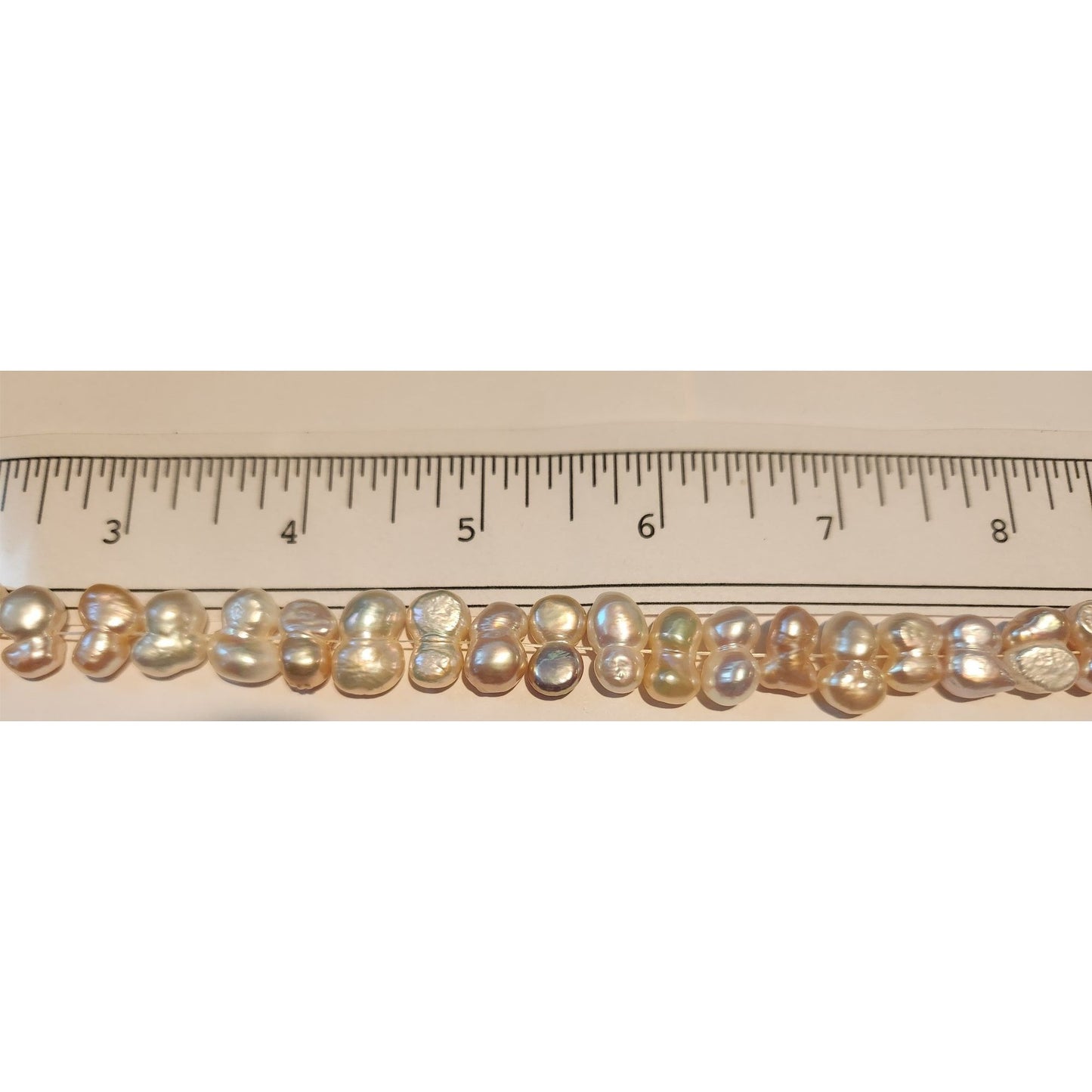 Necklace Pearls 32 Freshwater Cultured 10–12mm Baroque Pearl Strand, White 11 " Strand Middle hole Slight Pink tint