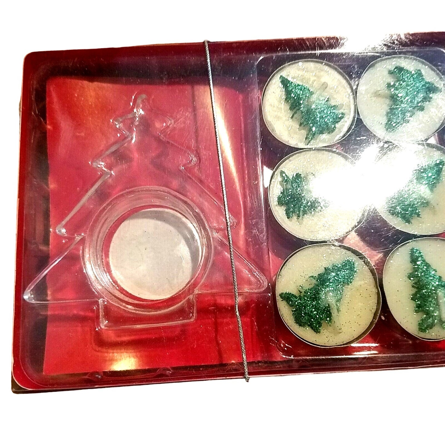 Candles 12 Christmas Tree Design Tea Light Candles and 2 Christmas 3 1/2" Tree Holder