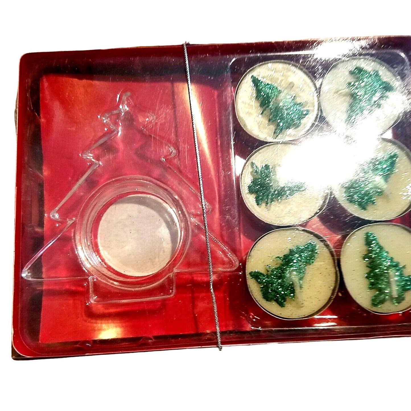 Candles 12 Christmas Tree Design Tea Light Candles and 2 Christmas 3 1/2" Tree Holder