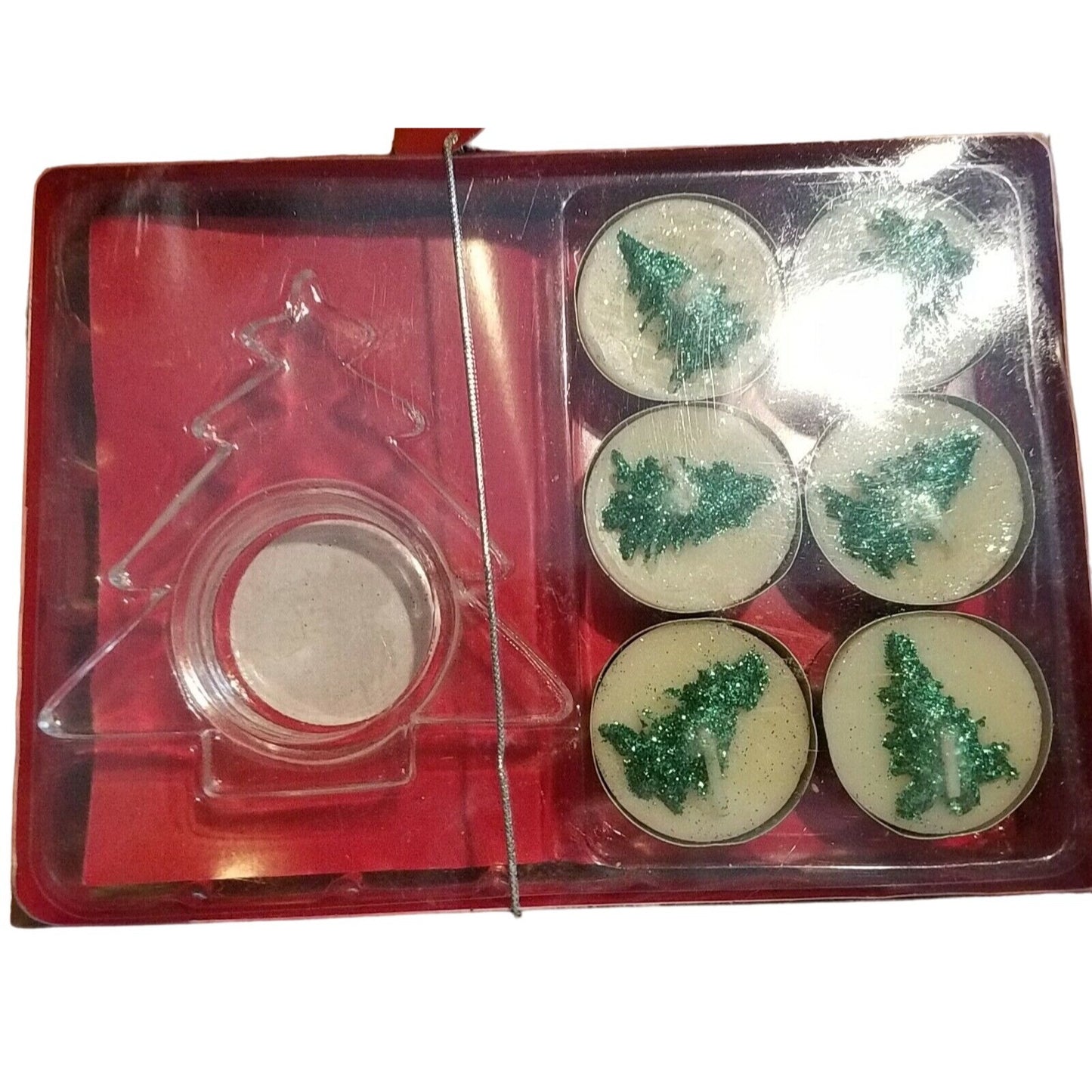 Candles 12 Christmas Tree Design Tea Light Candles and 2 Christmas 3 1/2" Tree Holder