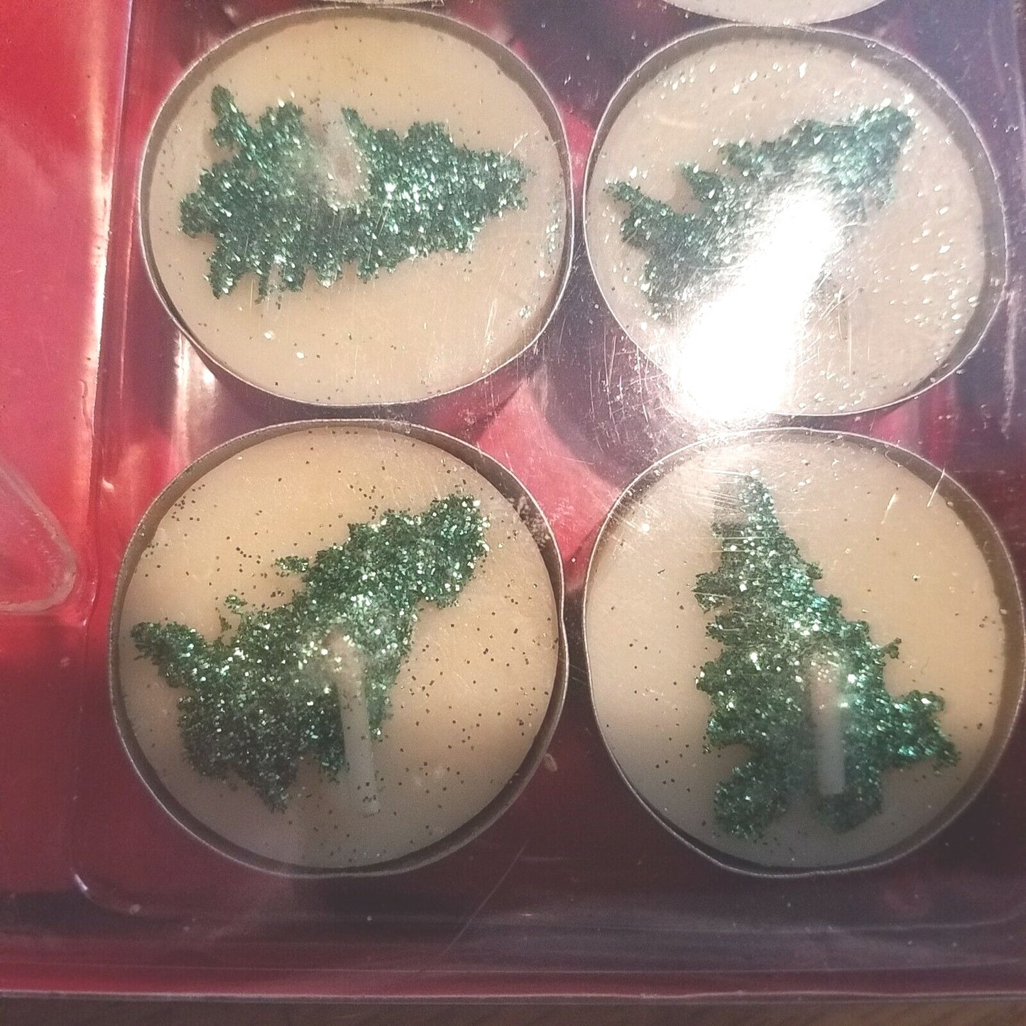 Candles 12 Christmas Tree Design Tea Light Candles and 2 Christmas 3 1/2" Tree Holder