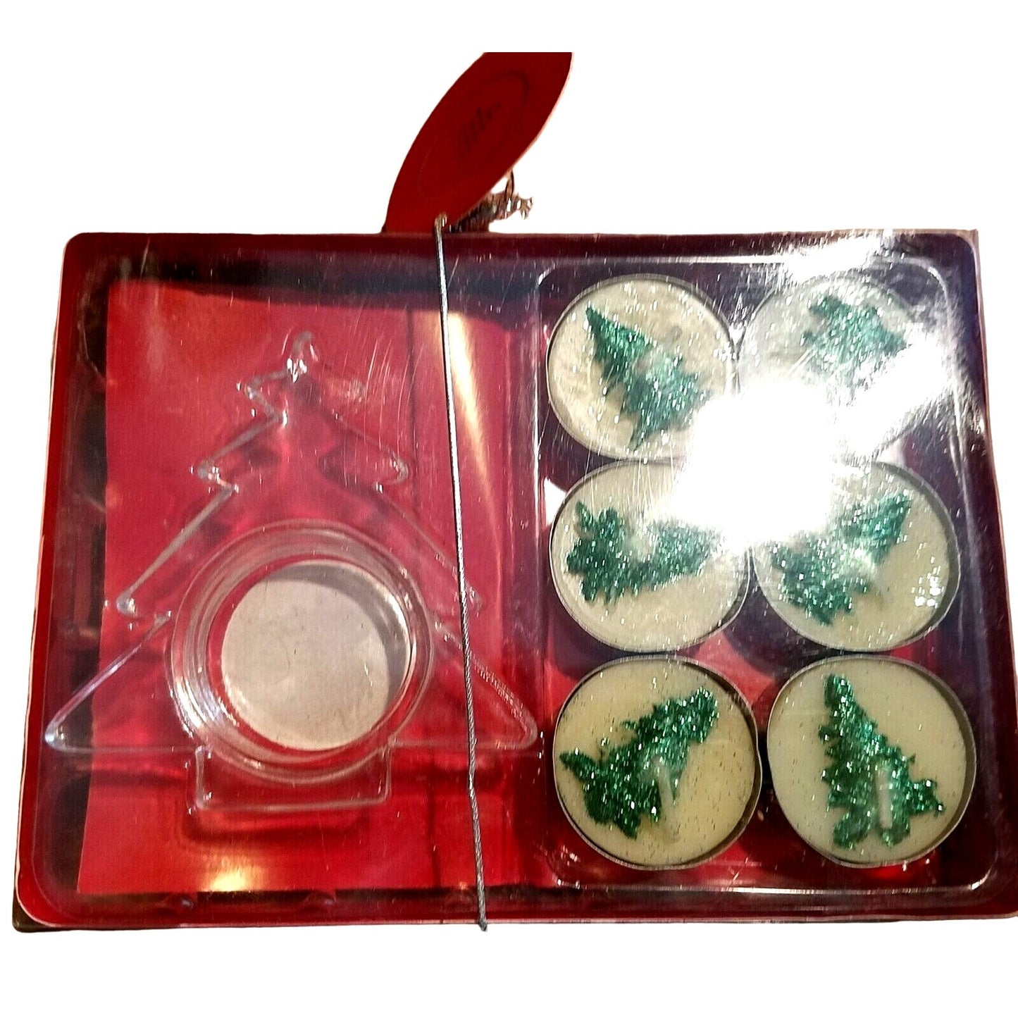 Candles 12 Christmas Tree Design Tea Light Candles and 2 Christmas 3 1/2" Tree Holder