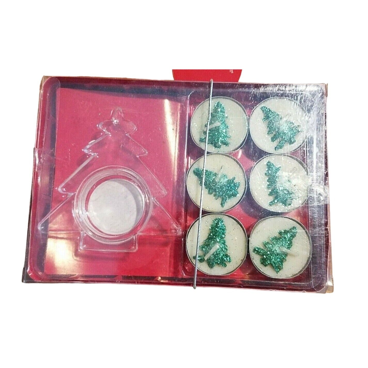 Candles 12 Christmas Tree Design Tea Light Candles and 2 Christmas 3 1/2" Tree Holder