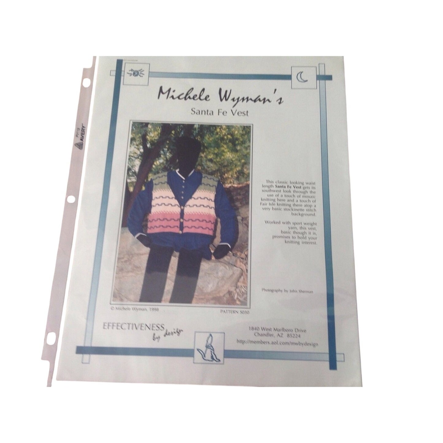 Craft Pattern Effectiveness design Michele Wyman's Santa Fe Vest Women 1998