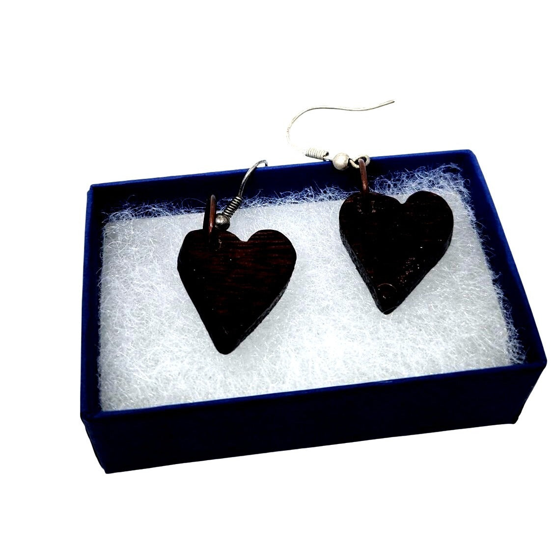 Earrings Heart Shape 1 " Wood Wine Barrel Grape Charm
