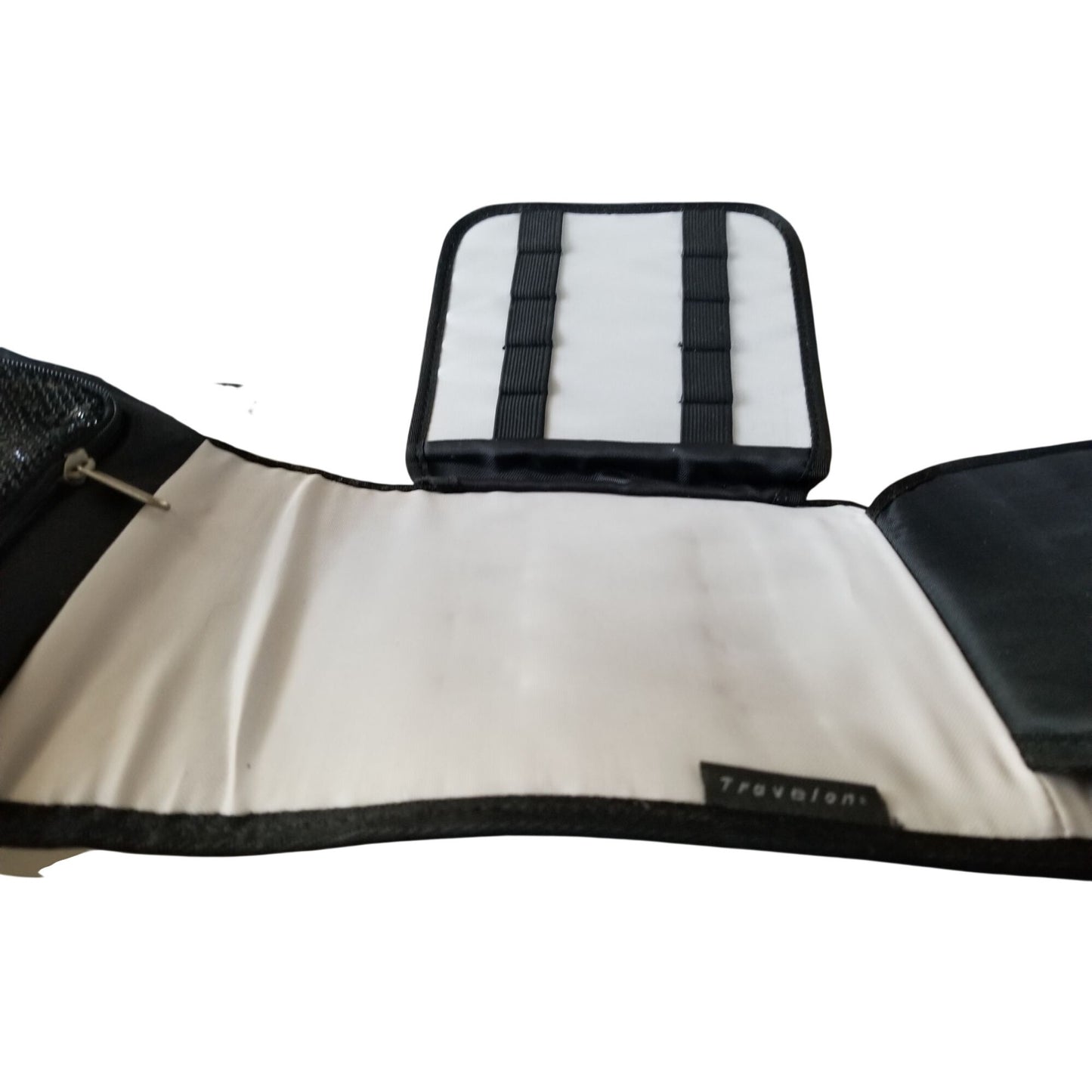 Bag Travel On Cosmetic Bag 2 Mirrors Zip Nylon bag Brush Make-up Holders Zip Top 8" x 8" closed Black