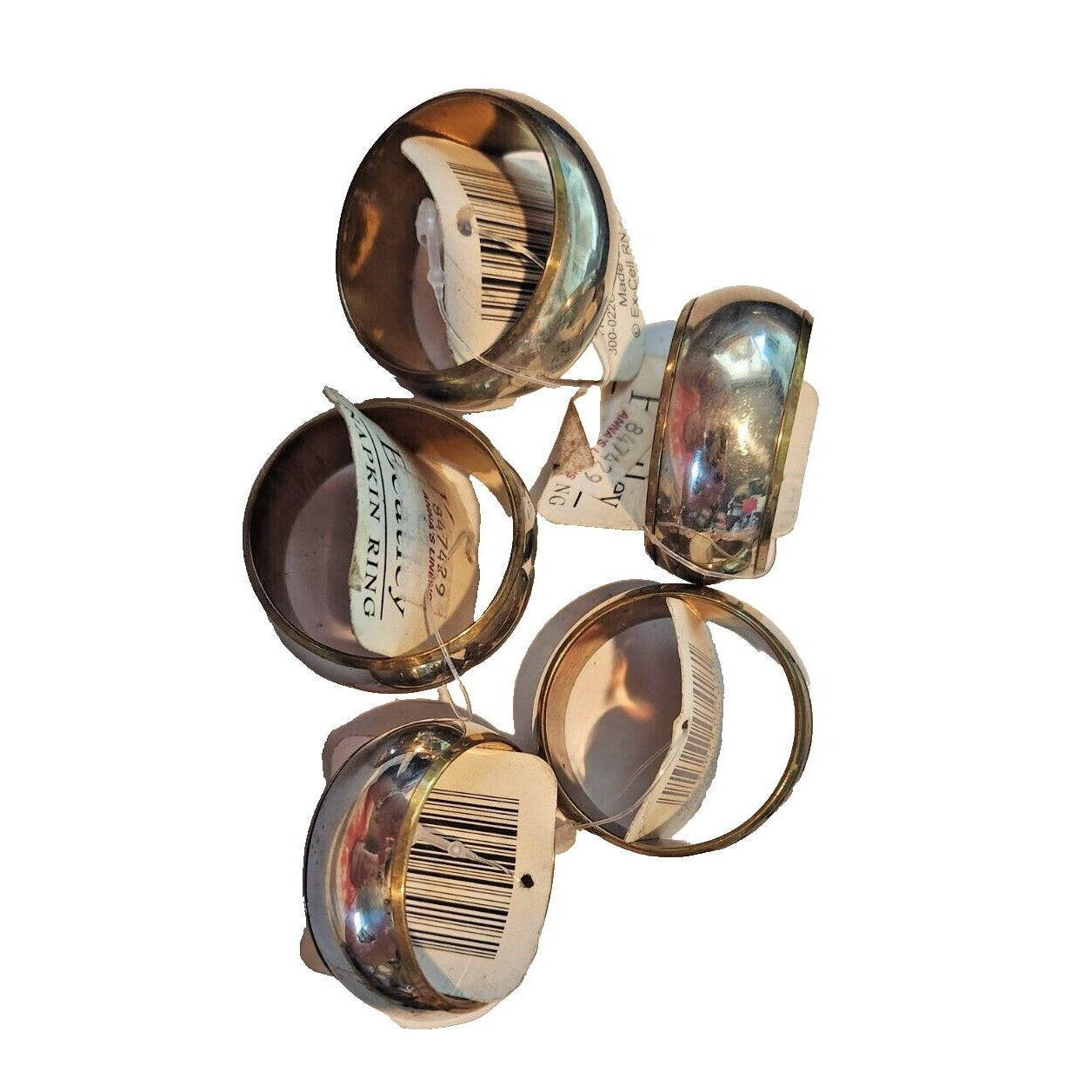 Napkin Rings Kemp & Beatley Set of 5 Silver and Gold color Round 1 1/2" x 3/4"