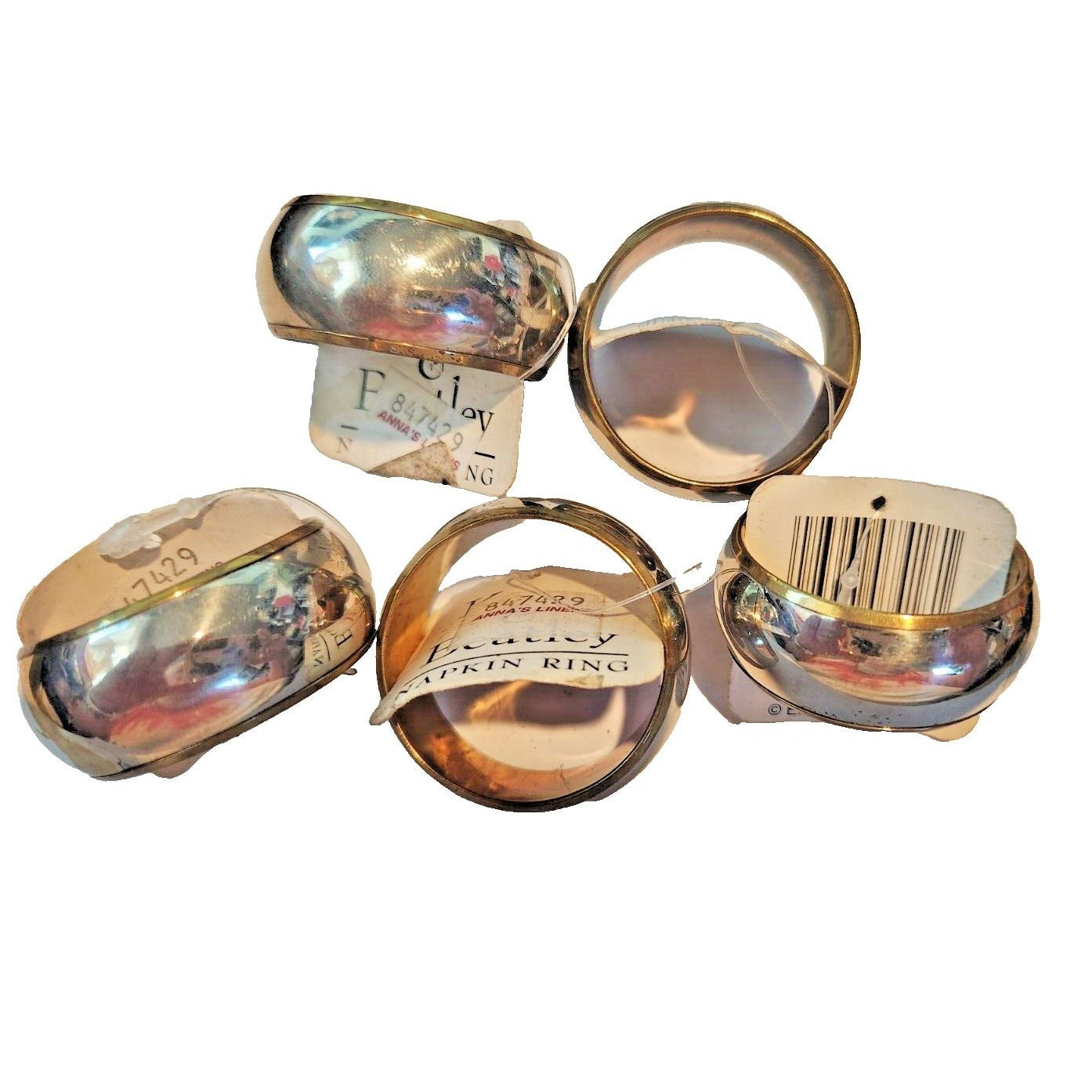 Napkin Rings Kemp & Beatley Set of 5 Silver and Gold color Round 1 1/2" x 3/4"