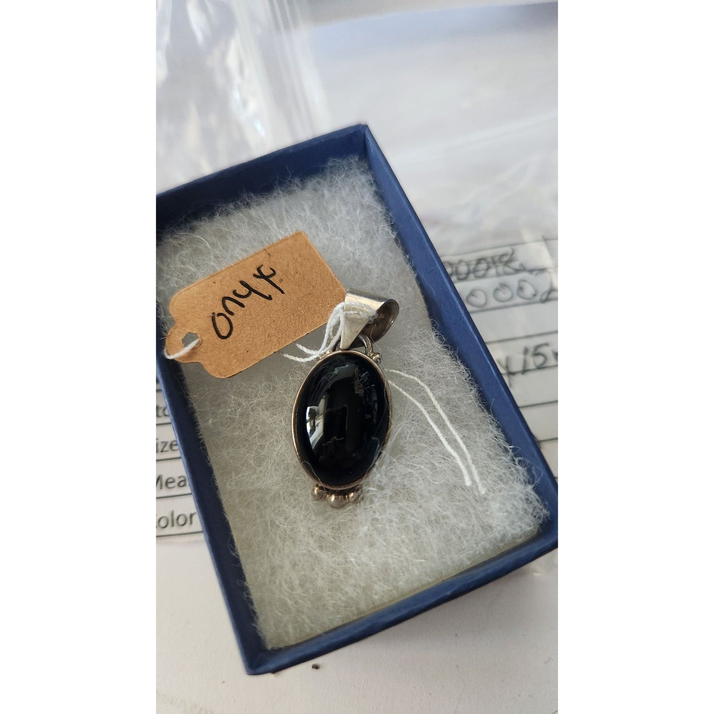 Pendant Onyx Black Silver 4.6 gr 18 mm x 15 mm Bale 10 mm x 8 mm Jerry Fran Harr