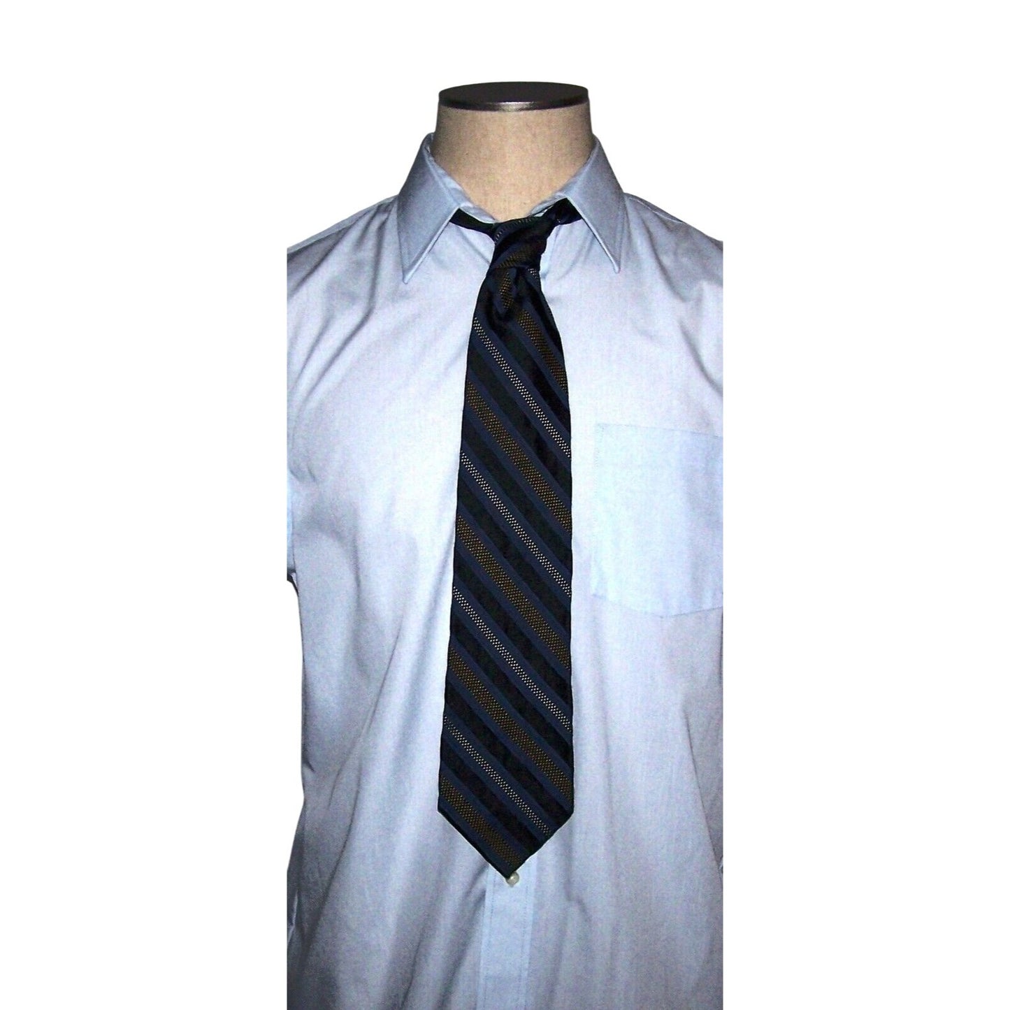 Tie Men's Polyester/Silk Neck Tie Calvin Klein Brown Blue Stripe