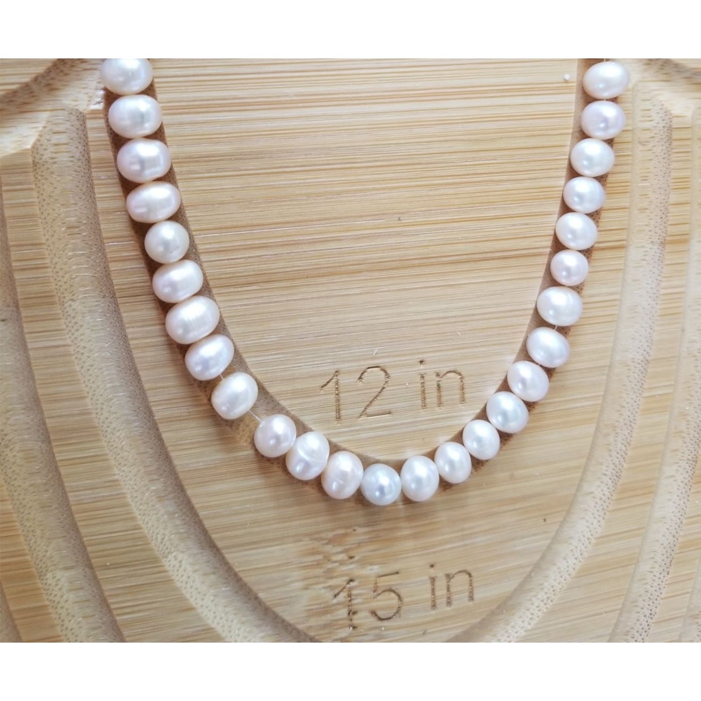 Loose Pearl White Flat Bottom Bag 65 D Half Round 8 mm Bin Pearl 33 Pcs 74.5 ct 14.9 gr 14 " 1/4 Drilled Freshwater Real Pearl