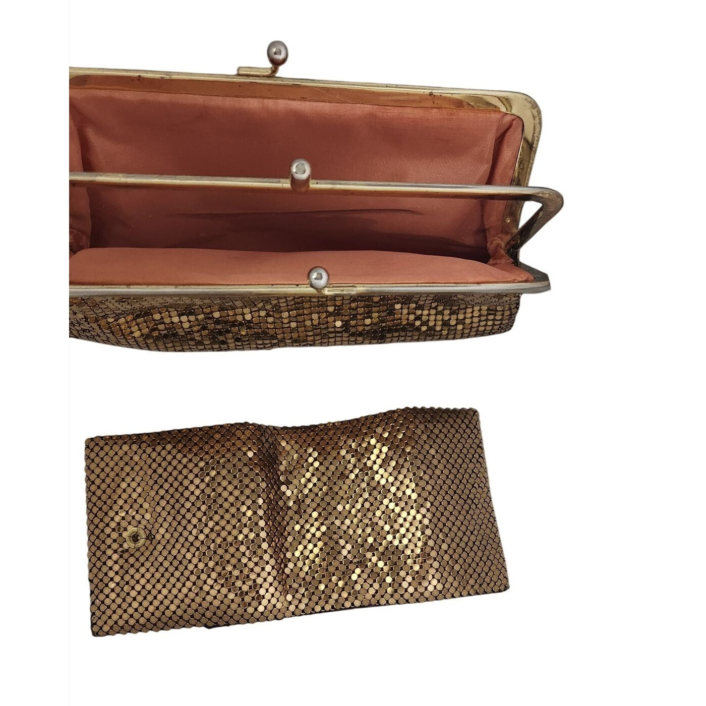 Purse 3 piece set Whiting & Davis Vintage Gold Mesh Bag Change Purse Money ,Cigarette Case