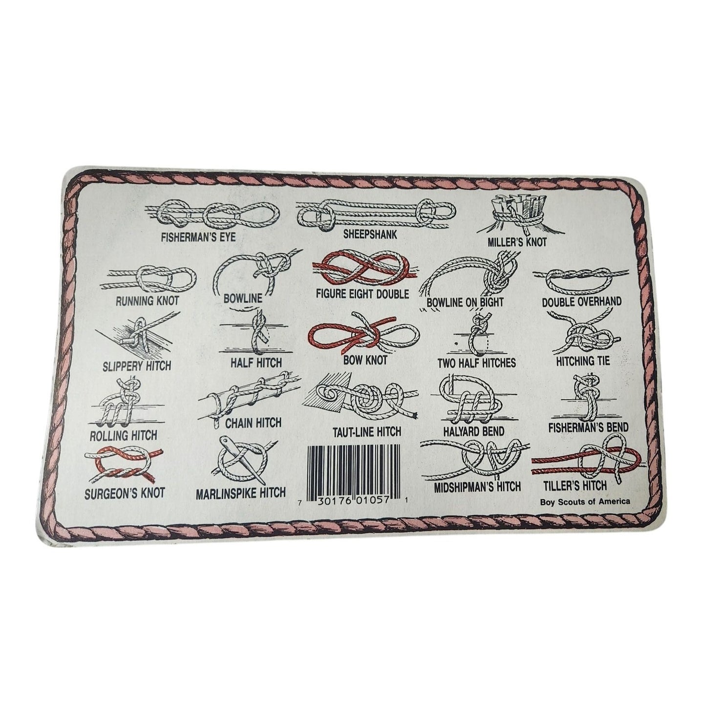 Forty Knots Visual Aid For Knot Tying Card Official Boy Scouts Of America Durable Reference Tool