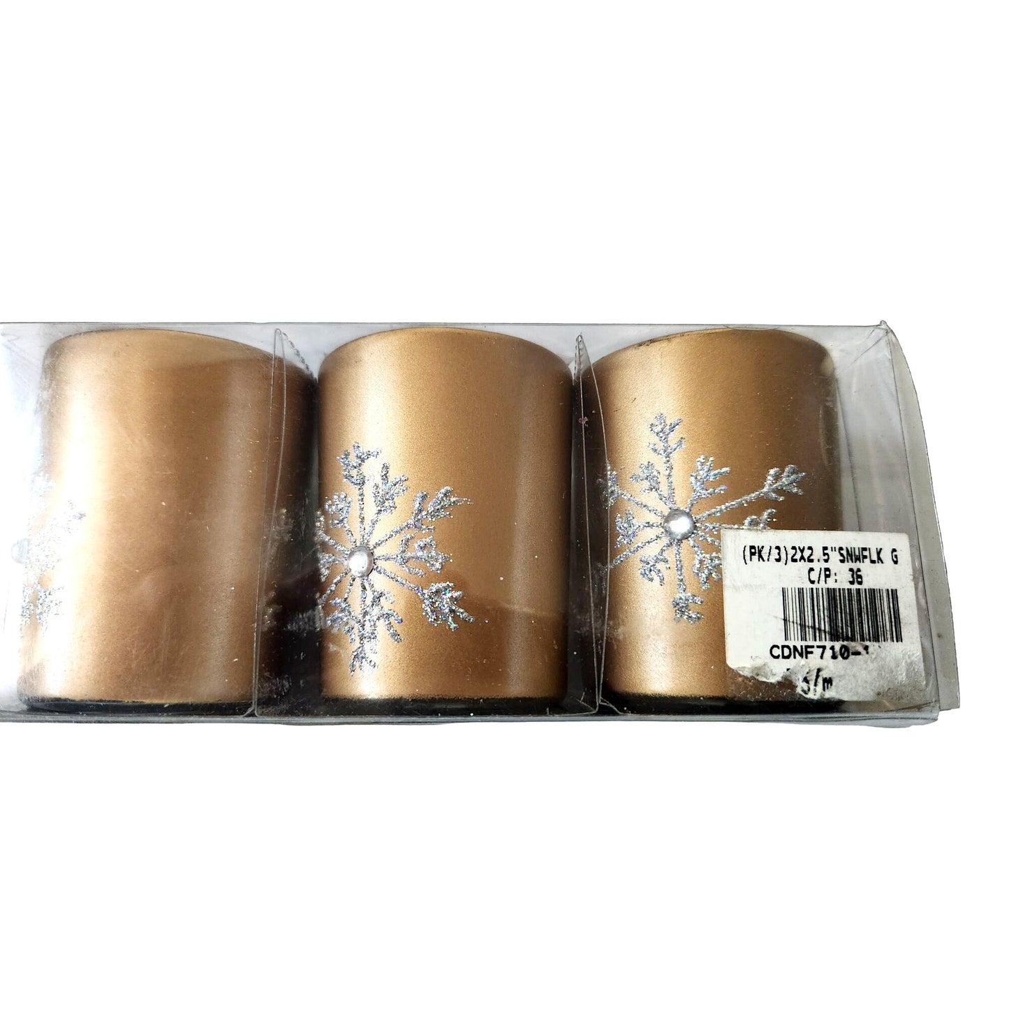 Candles Brown Glitter Snowflake Tea Light 2 1/2 " Tall 2" Top Gift Box Set of 3
