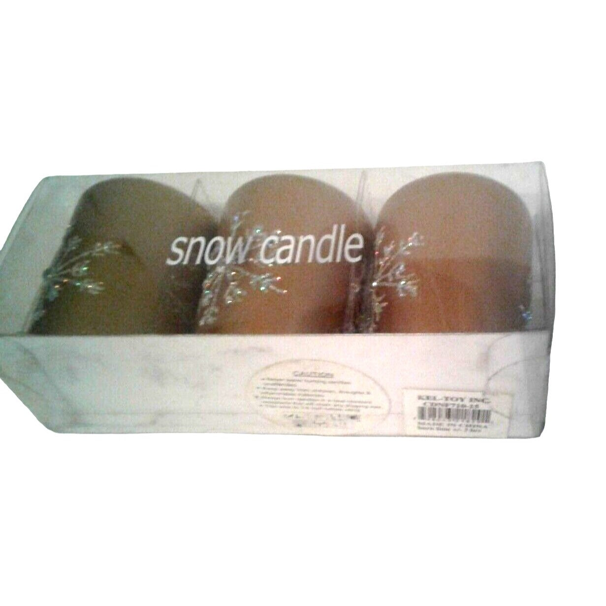 Candles Brown Glitter Snowflake Tea Light 2 1/2 " Tall 2" Top Gift Box Set of 3