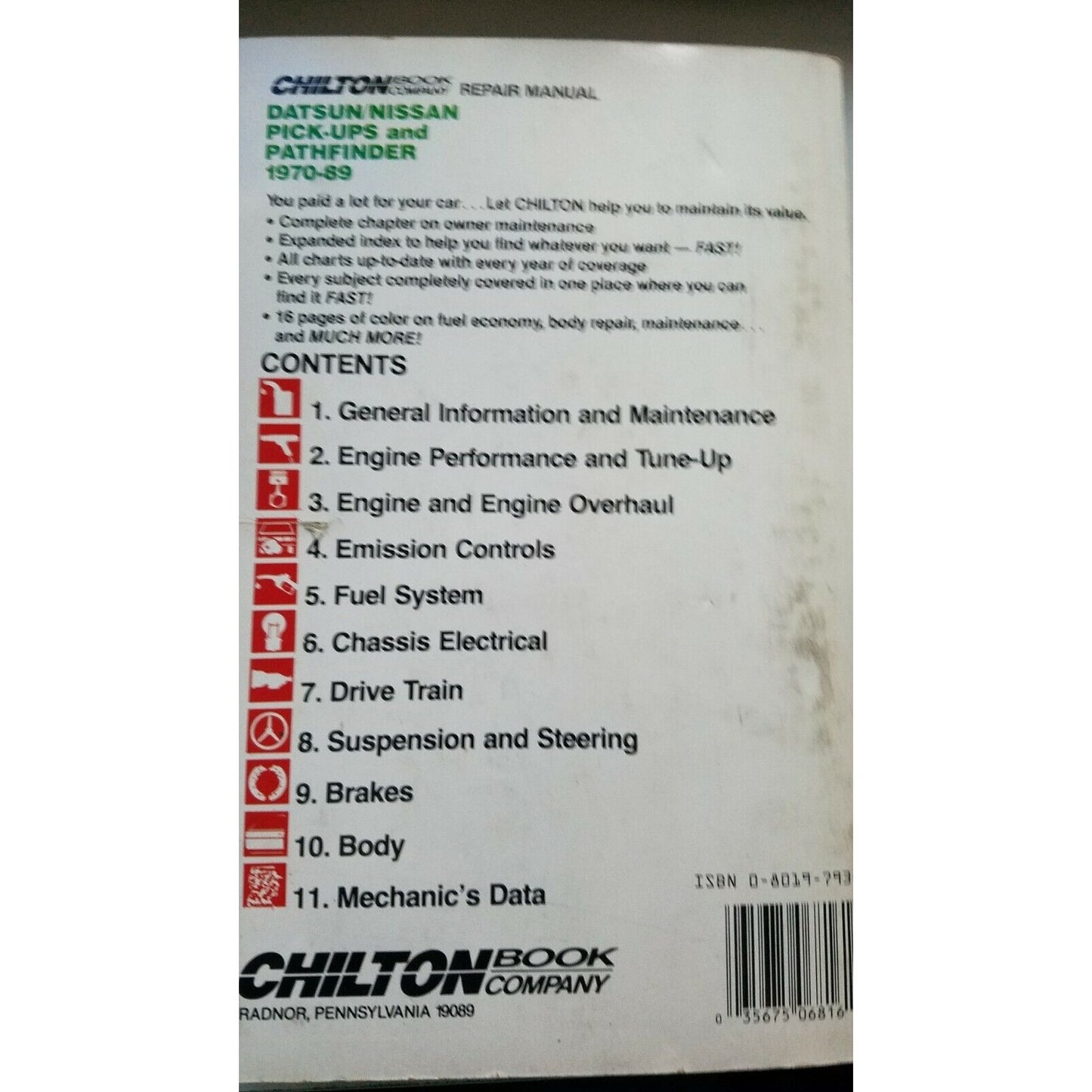 Book 1970- 1989 Chilton's Datsun Nissan Pick-Ups Pathfinder Repair Manual #6816