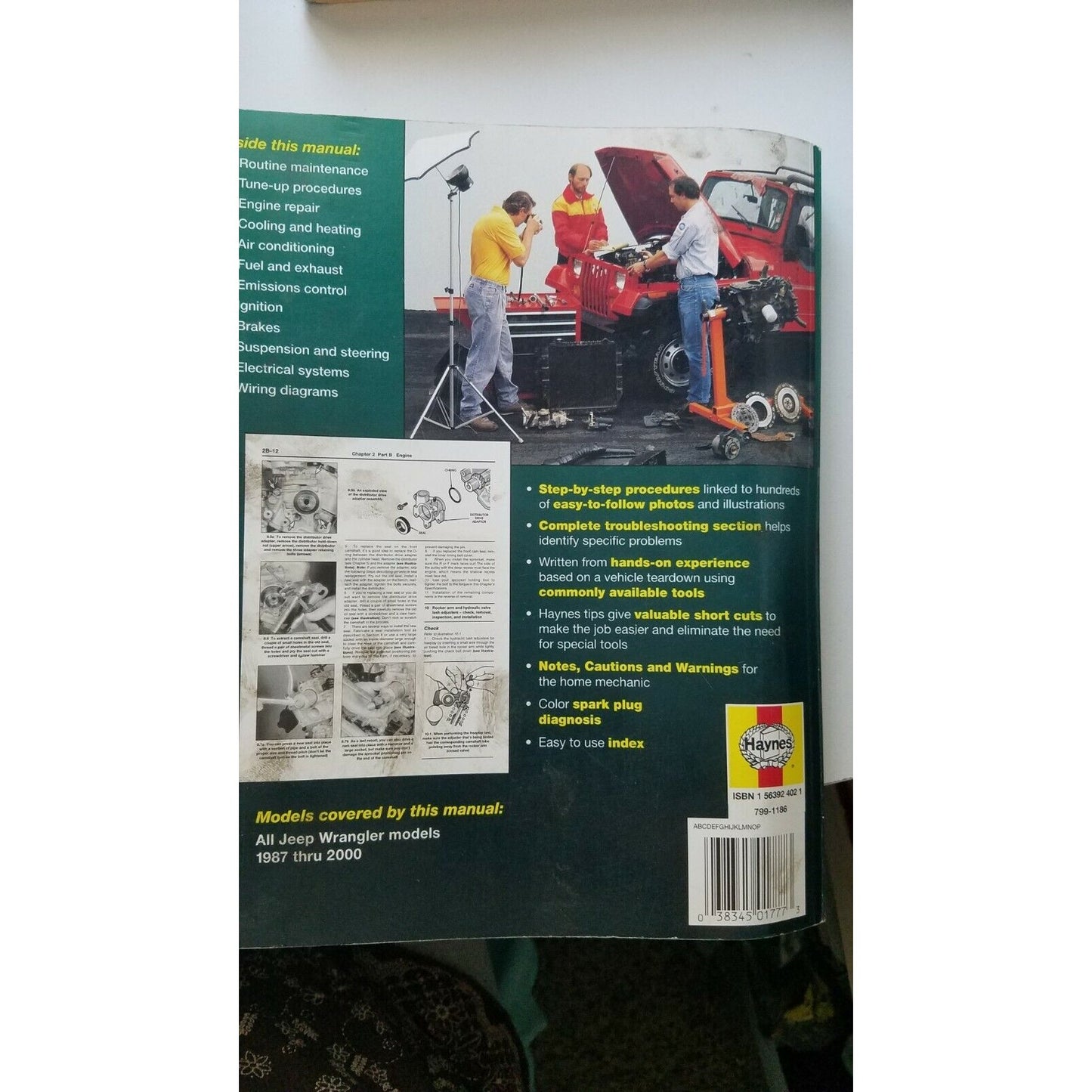 Book 1987 thru 2000 Haynes Jeep Wrangler All Models Automobile Repair Shop 50030