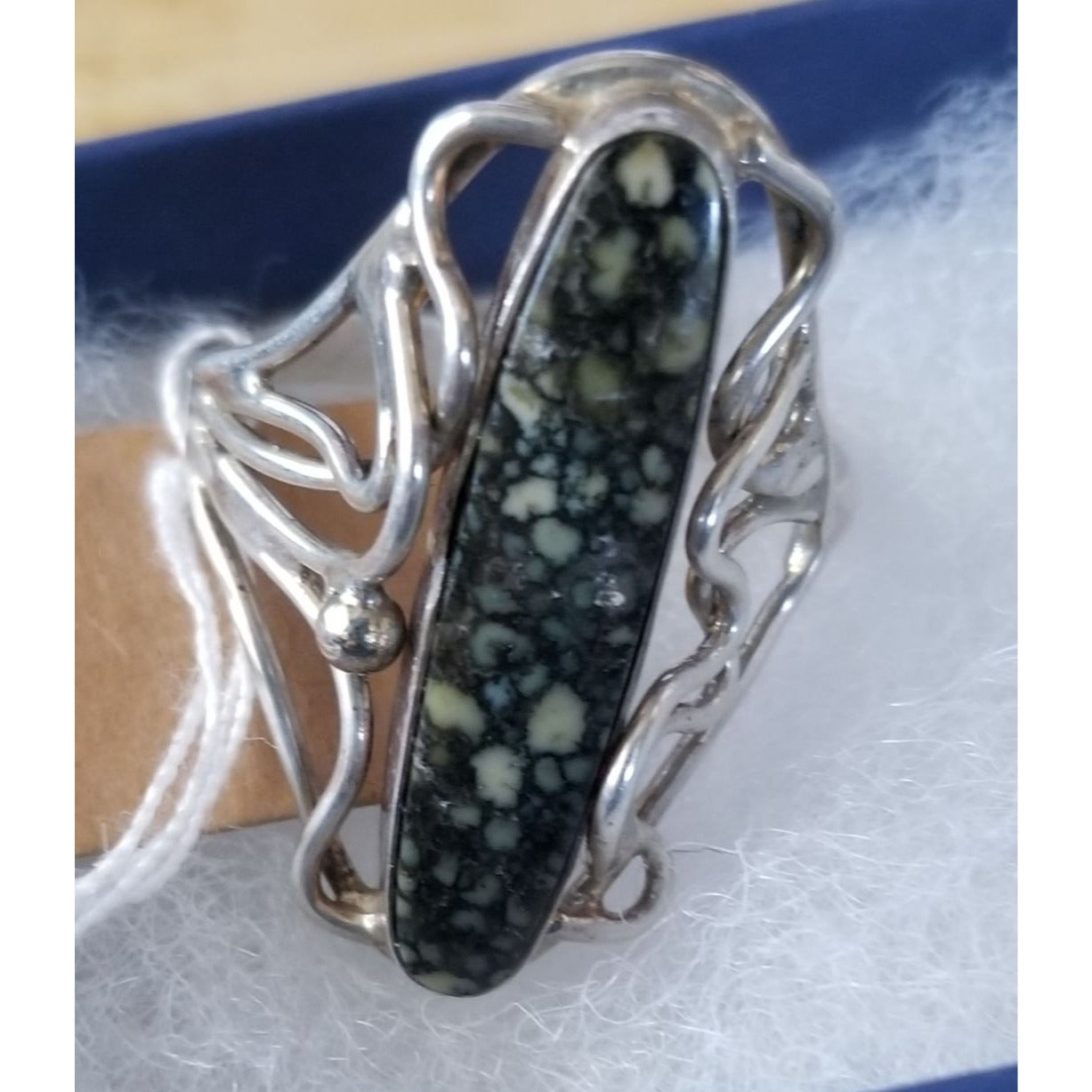 Ring Variscite Open Band 32 ct 6.4 Gr Size 10 30 mm x 8 mm Harr 925 Silver
