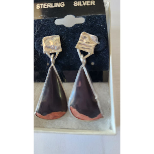 Earrings Palmwood Post Silver Drop 8.1 gr Jerry & Fran Harr Handmade