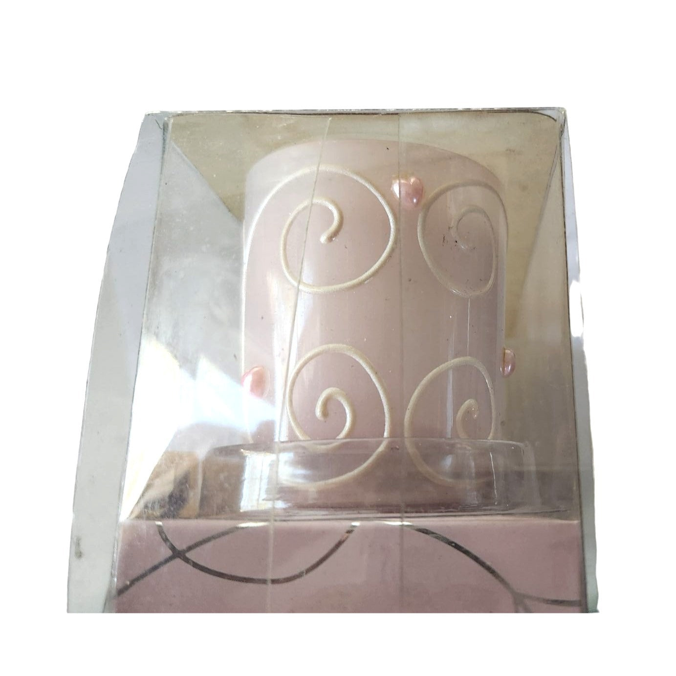 Candles Valentine Love Pink Votive Swirl Hearts  2 1/2 " Tall 2" Top Set of 3 Sparkle top