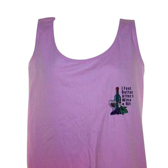 T-Shirt Tank Top Pink Gildan Size XLarge Cotton I Feel Better After I Wine a Bit