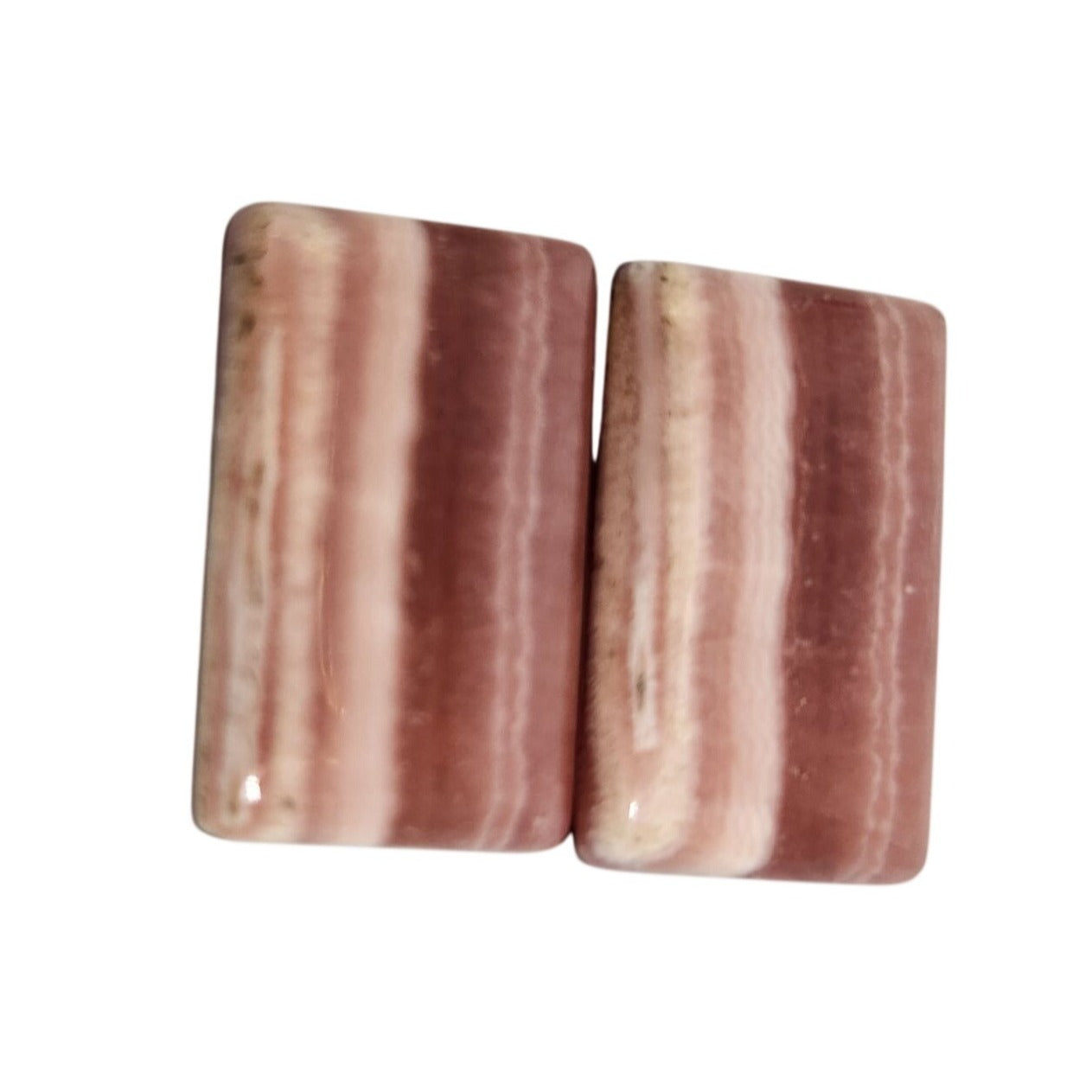 Gemstone Loose Matched Pair Rhodochrosite Crystal Pink Stripes 23.5 ct 5.1 gr