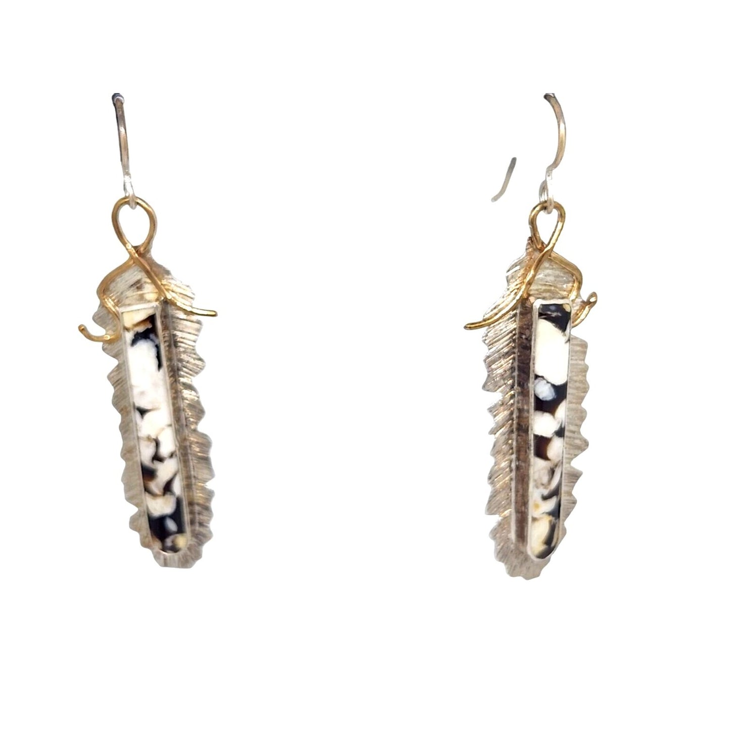 Earrings Peanutwood 10 gr Silver 925 Gold 14K Peanutwood 40mm x 5mm Frame 16mm x 50mm