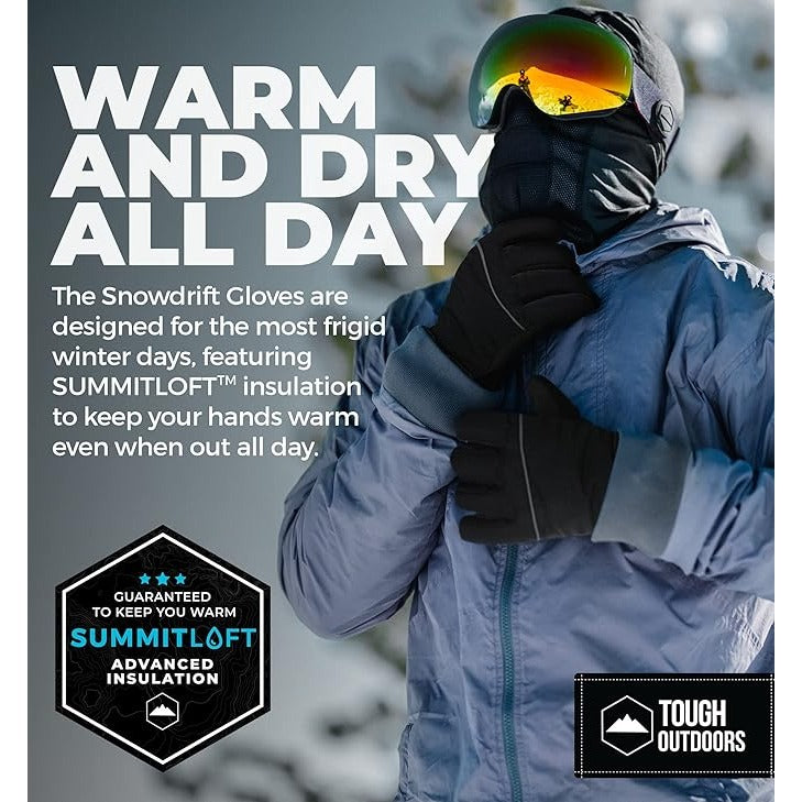 Tough OutFitters Ski Gloves - Thermal Waterproof Snow Gloves - Snowboarding Insulated Gloves for Women & Men - Winter Snow & Skiing Gloves