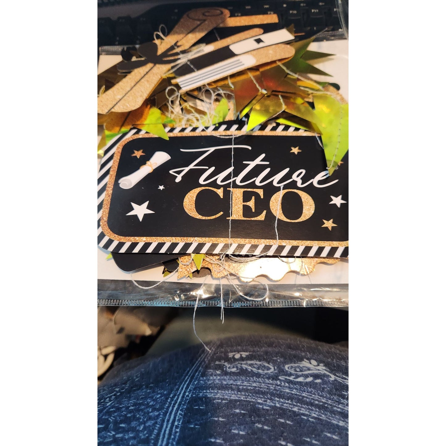 Graduation Banner 12 Signs Stars 2023 Gold Black White