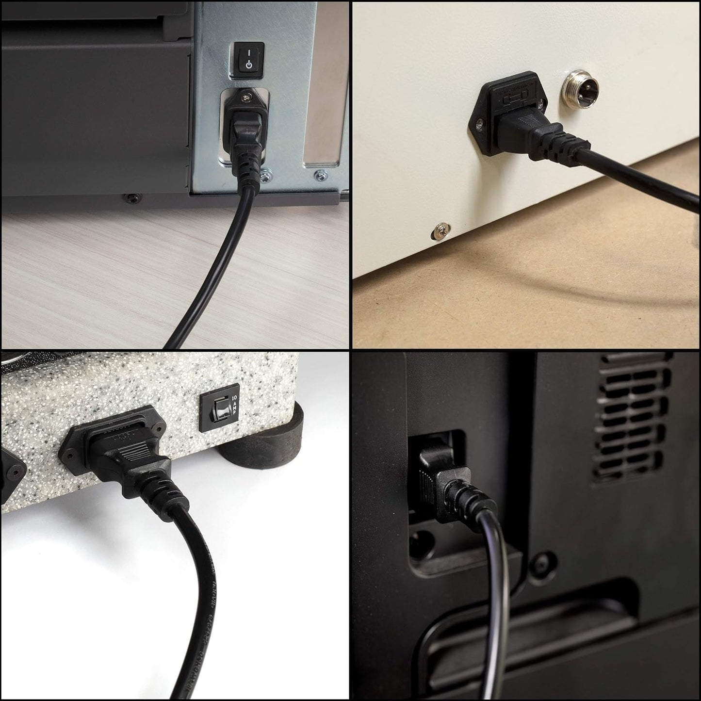 Plugrand 6 Feet, Black - 3 Prong AC Power Cable for Computer, Medical, Server, & Desktop - 6 ft Power Supply Cord - C13 Power Cord - NEMA
