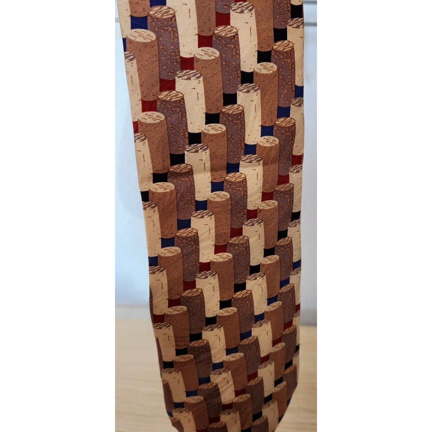 Silk Tie Brand Di Cravatte Stacked Wine Corks Tiles 56" x 4" 100% Silk