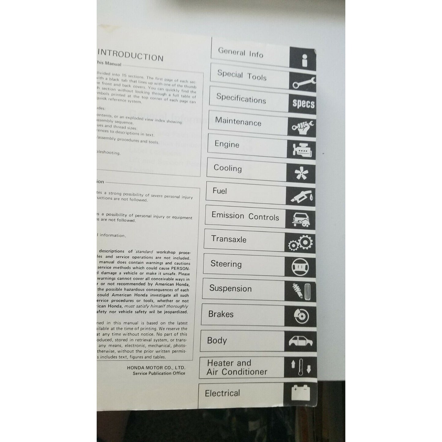 1984 Honda Civic 1.3 / 1.5 Service Manual First Edition Car