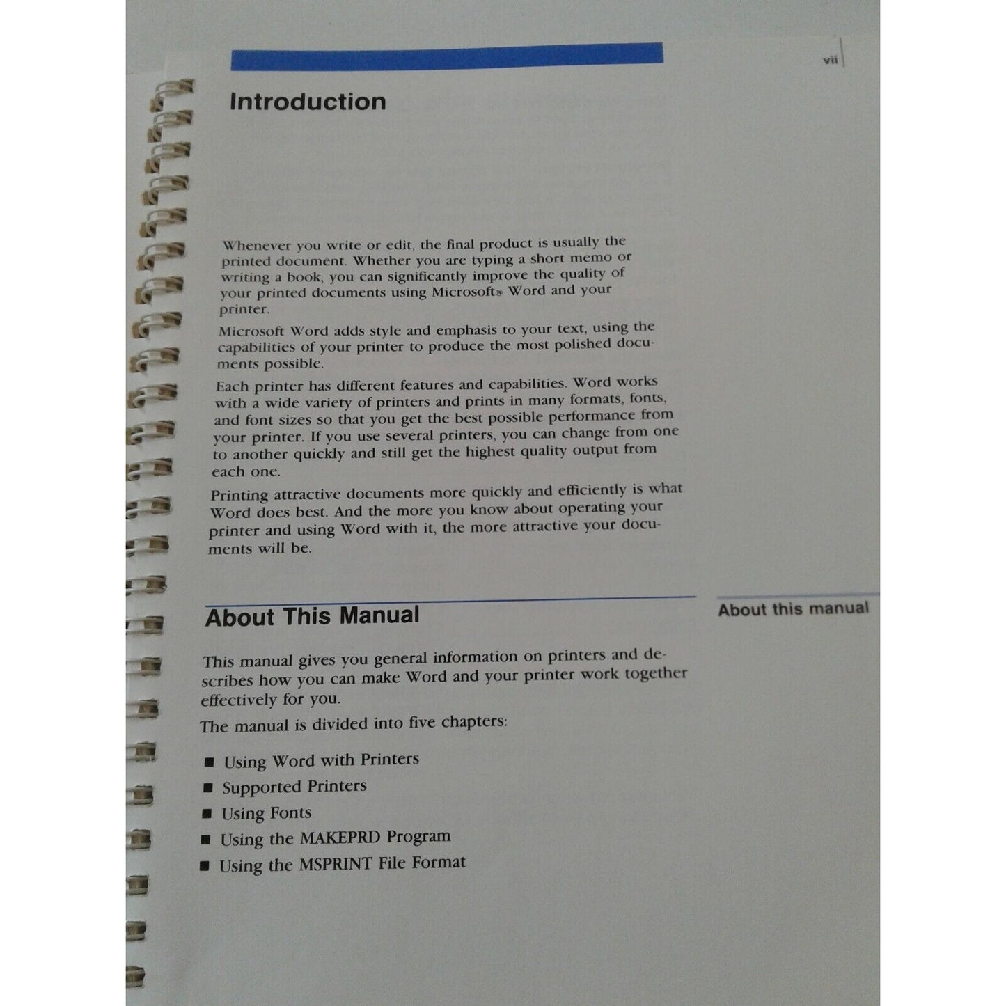 Microsoft Word Word Processing Program Printer Information 1986