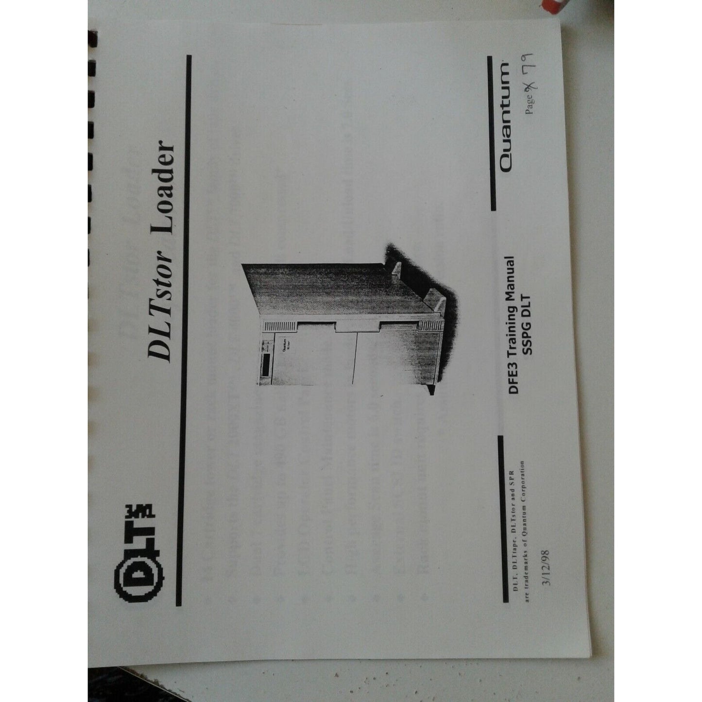 DLT Applications and Intergration  DFE3 Training Manual SSPG DLT Quantum 1998