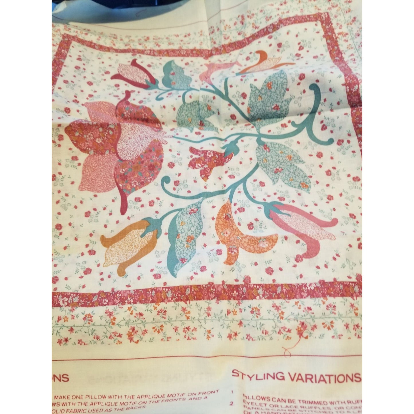 Material Fabric Pillow 4 panels 36" x 44" Cotton With Instructions Wamsutta OTC