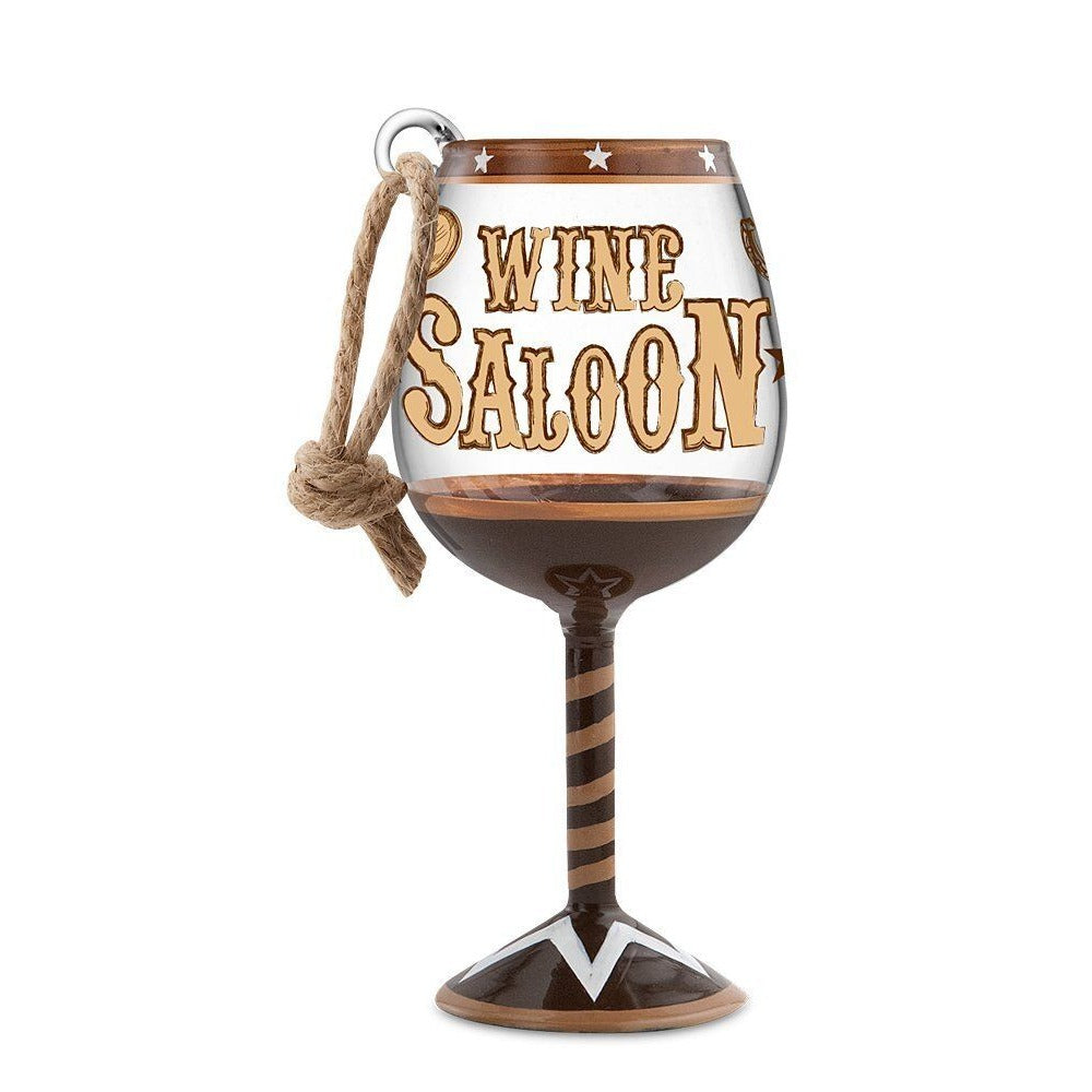 Ornament Epic Products Wine Saloon Mini Wine Glass Rope Hanger Multicolor Boxed
