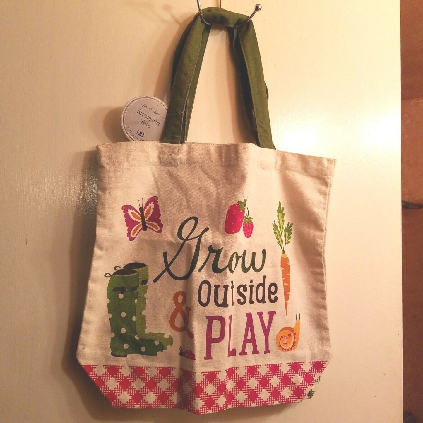 Shopping Bags Set 2 Canvas Grow outside and Play Grow where you are Planted