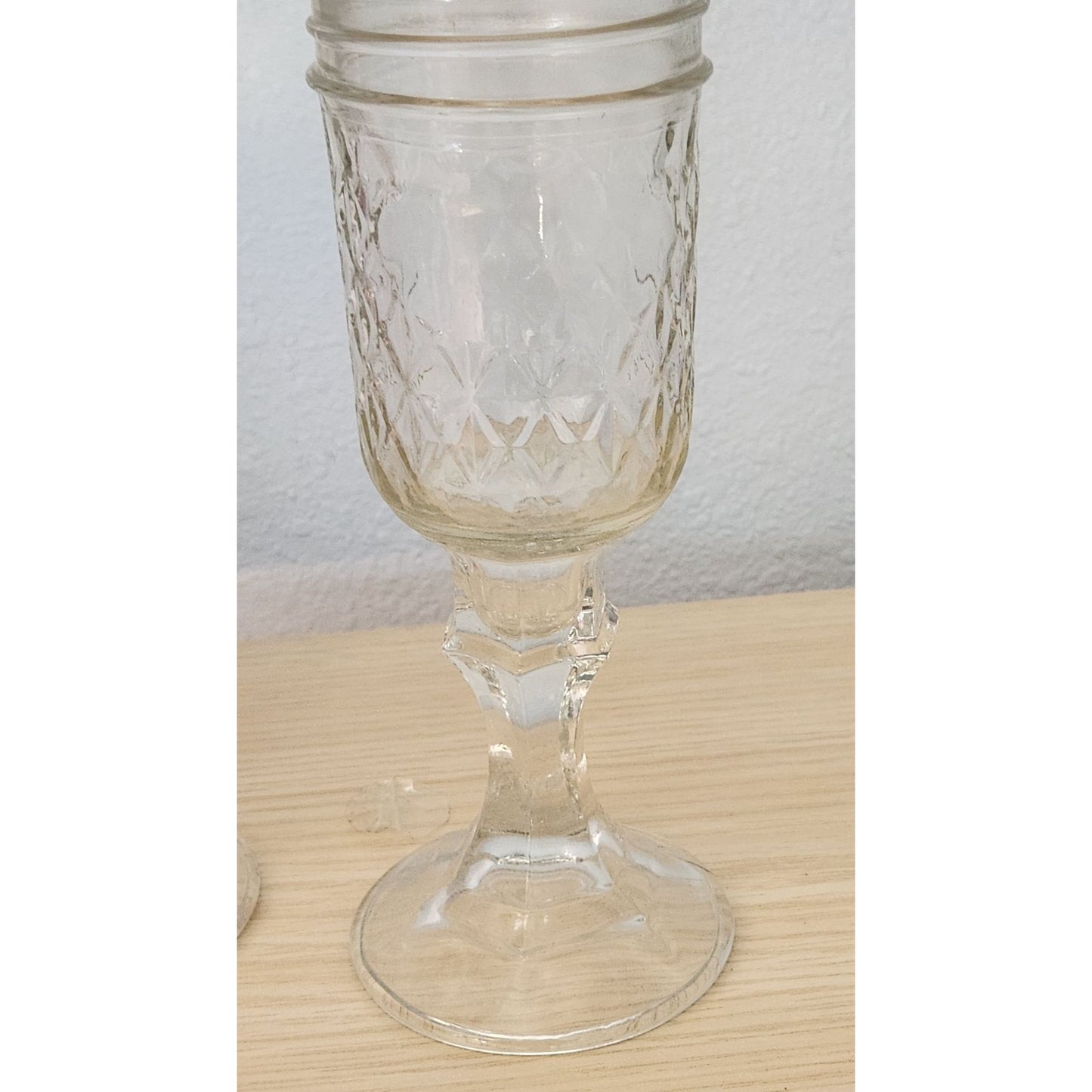 Clear Glass 2 pc Red Neck Wine Glasses with lid 8" Tall 4" Glass 4" Stem
