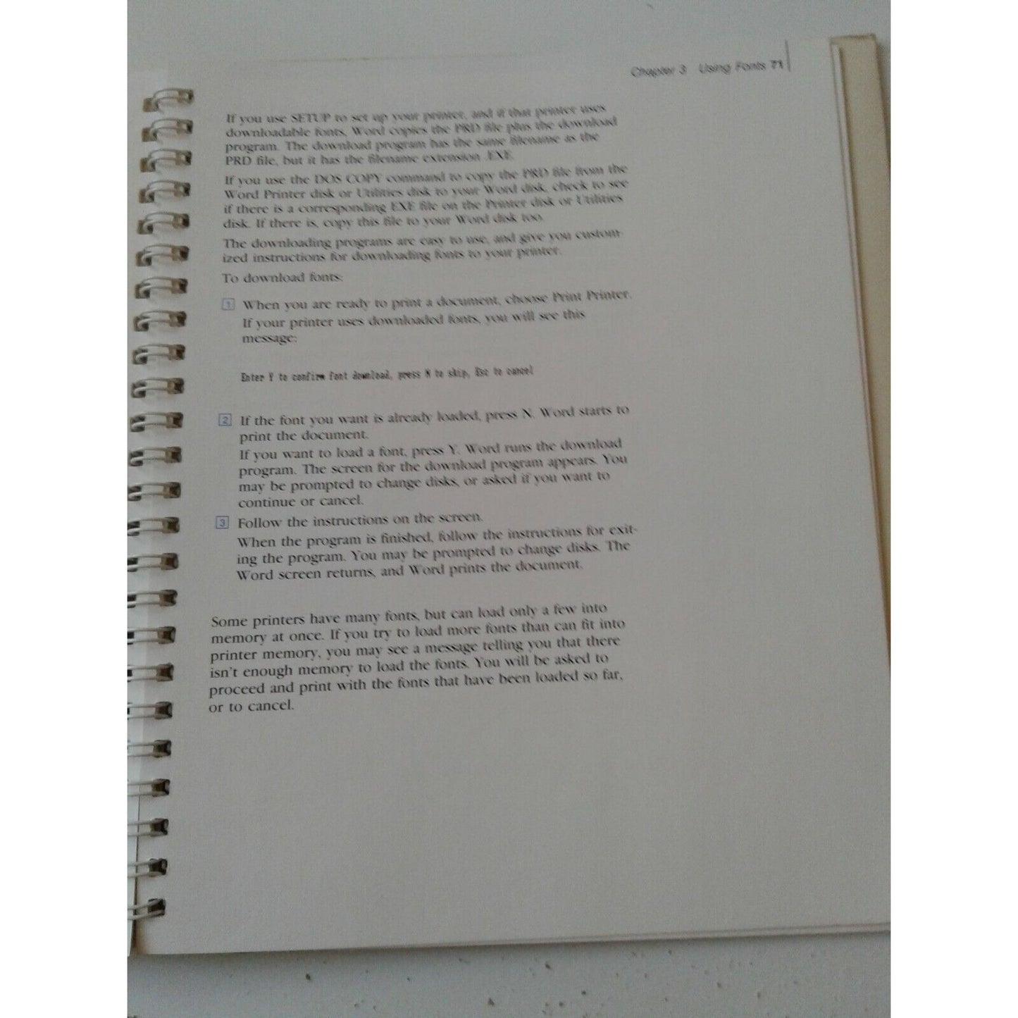 Microsoft Word Word Processing Program Printer Information 1986