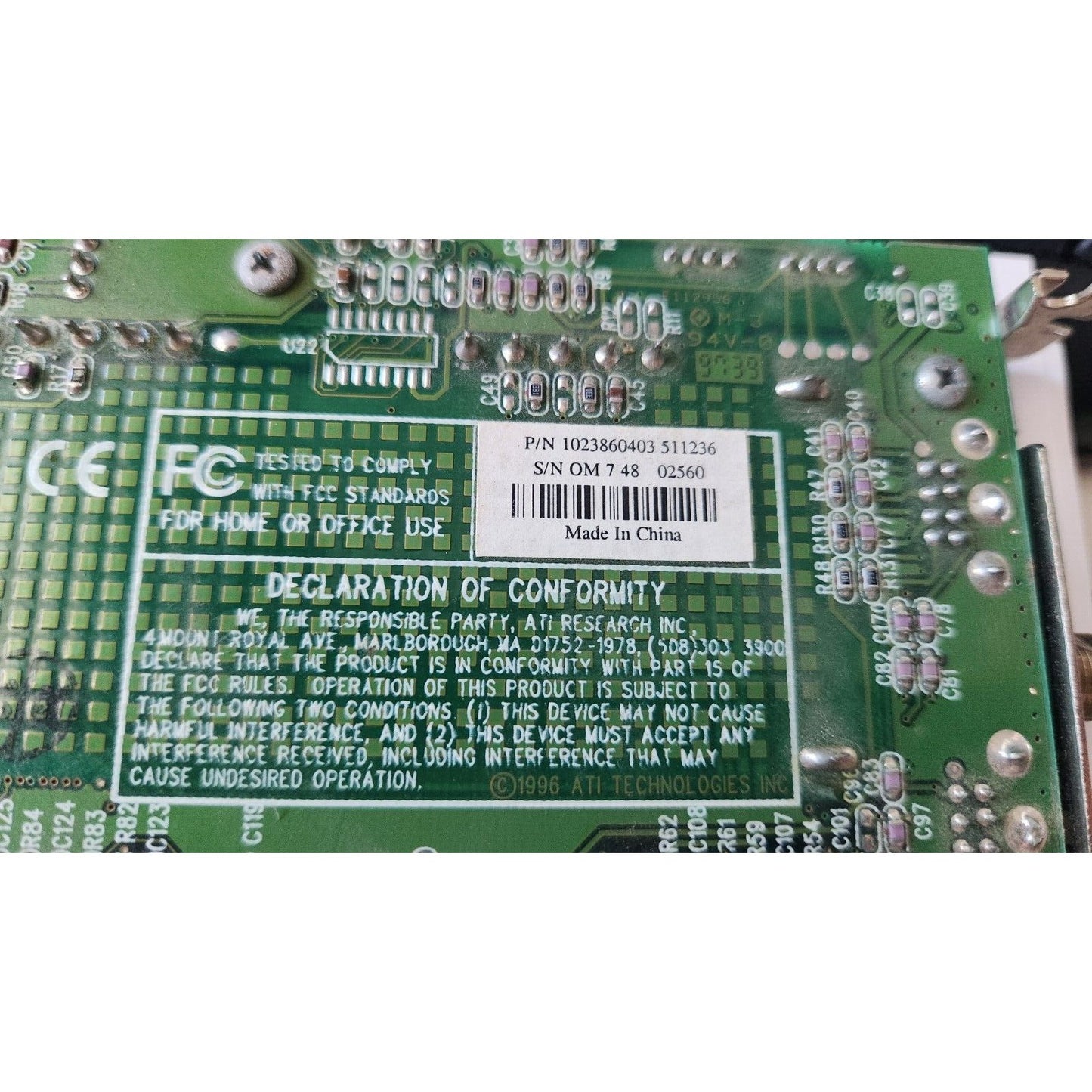 AGP Video Card ATI Rage II +DVD AIW 109-38600-00 1023860403 511236 A/V CATV VGA