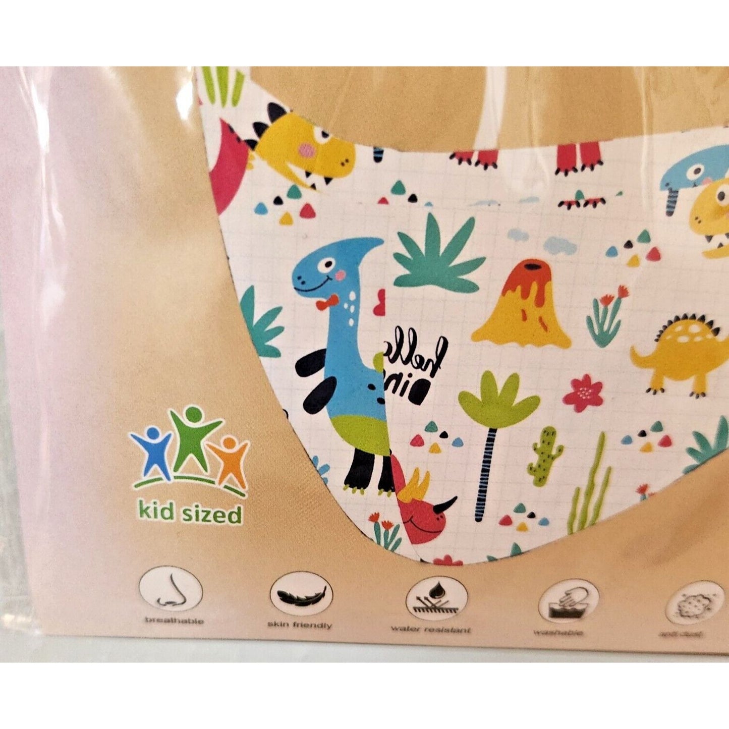 Primeware Mask Dinosaur Design Kids 2 pack 2 layers 100 % Polyester Washable