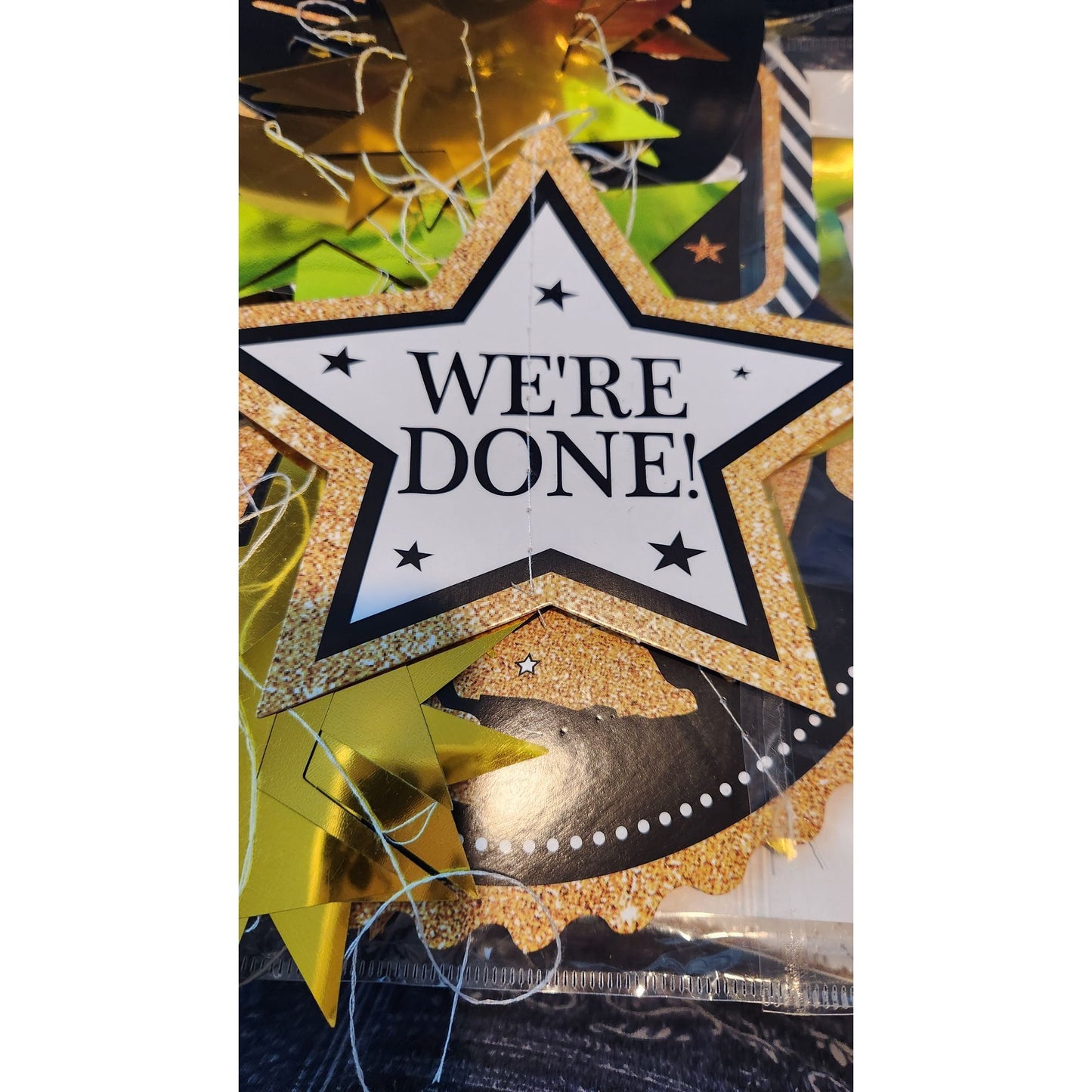 Graduation Banner 12 Signs Stars 2023 Gold Black White